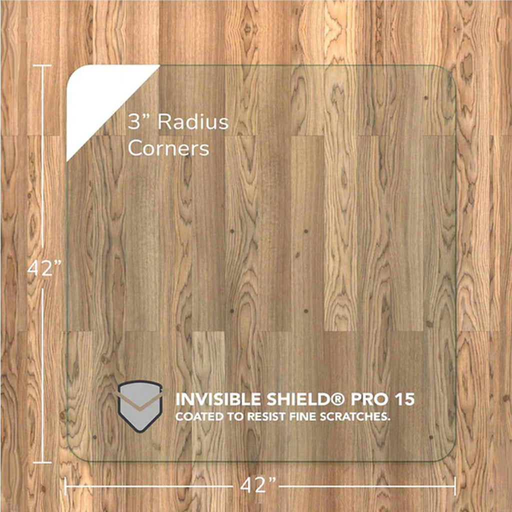 Vitrazza Glass Chair Mat 46” x 60” Superior ¼ Thick, Chiaro Standard Clear, Certified Tempered Safety Glass, Delivers a Smooth Glide, Protects Carpet or Wood, Beautiful in Home or Office.