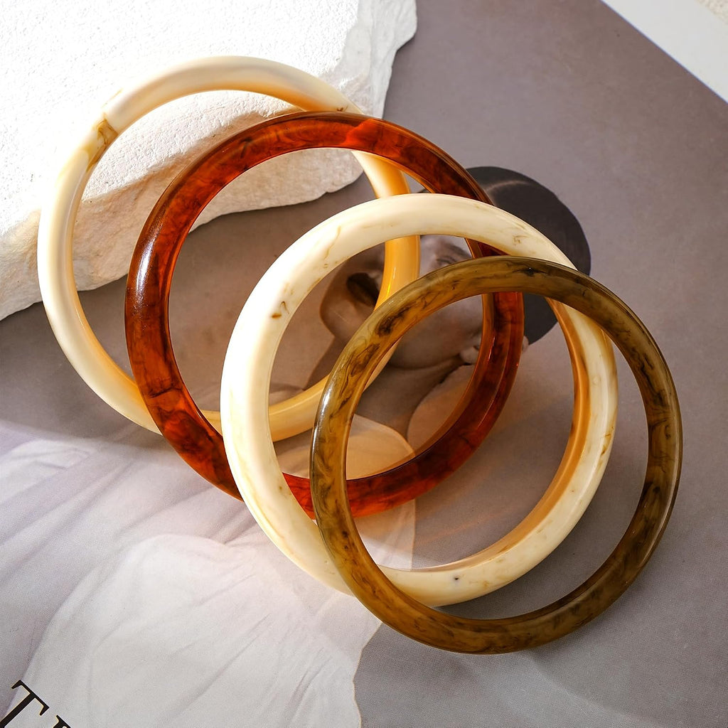 ÌF ME Acrylic Bangles Bracelets for Women, Irregular Acrylic Resin Chunky Bracelets Geometric Fashions Thick Statement bangle Set