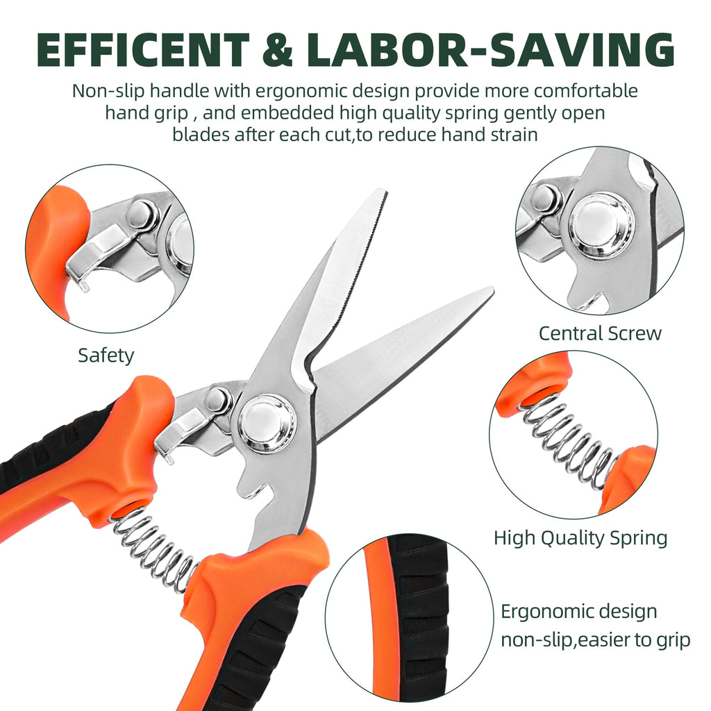EWPJDK 3 Pack Garden Pruning Shears Scissors Clippers Stainless Steel
