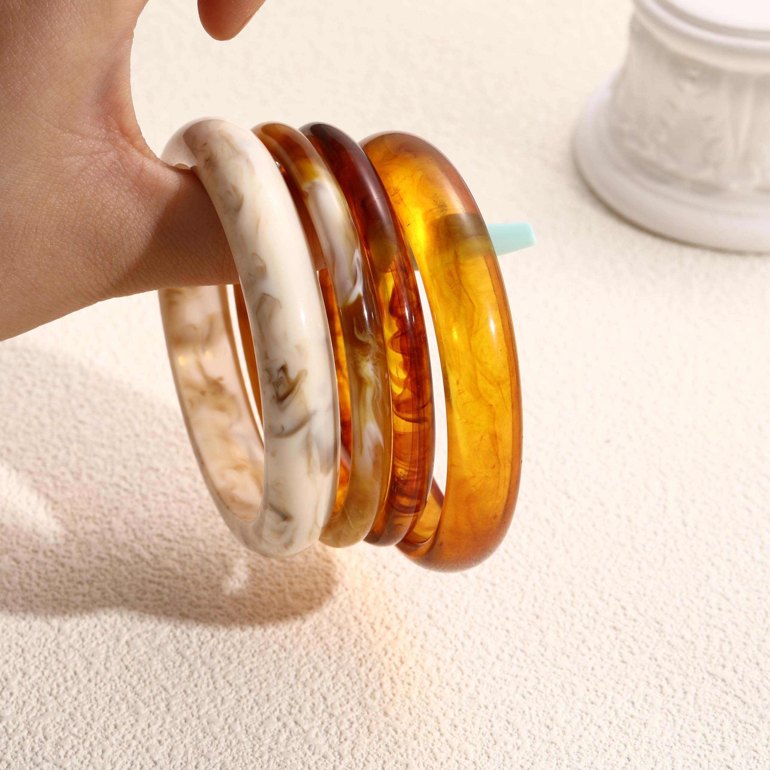 ÌF ME Acrylic Bangles Bracelets for Women, Irregular Acrylic Resin Chunky Bracelets Geometric Fashions Thick Statement bangle Set
