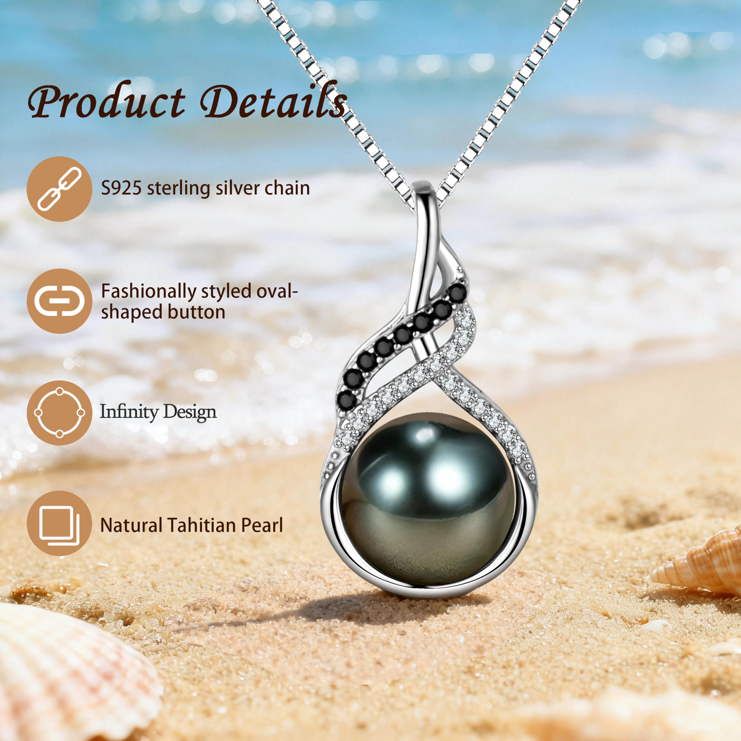 NONNYL Mothers Day Gifts For Wife Women Wedding Anniversary - Real Tahitian-Pearl-Necklace, Birthday Valentines Gifts For Wife Her Mom Christmas - Companion Necklace For Women Luxury Fine Jewelry