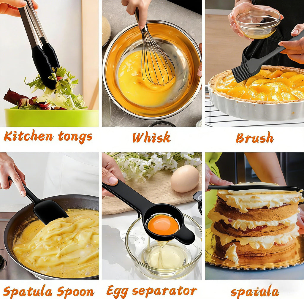 Mixing Bowls with Airtight Lids Set, 26PCS Stainless Steel Khaki Bowls with Grater Attachments, Non-Slip Bottoms & Kitchen Gadgets Set, Size 7, 4, 2.5, 2.0,1.5, 1QT, Great for Mixing & Serving