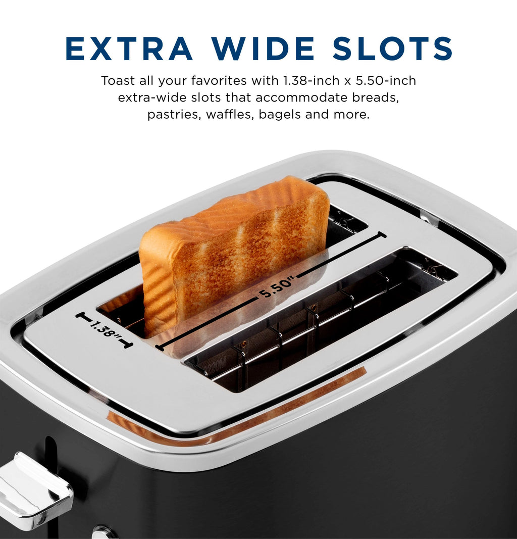GE 4 Slice Toaster | Extra Wide Slots for Bagels, Breads, Waffles & More | 7 Shade Options | Countertop Kitchen Essentials | 1500 watt, White
