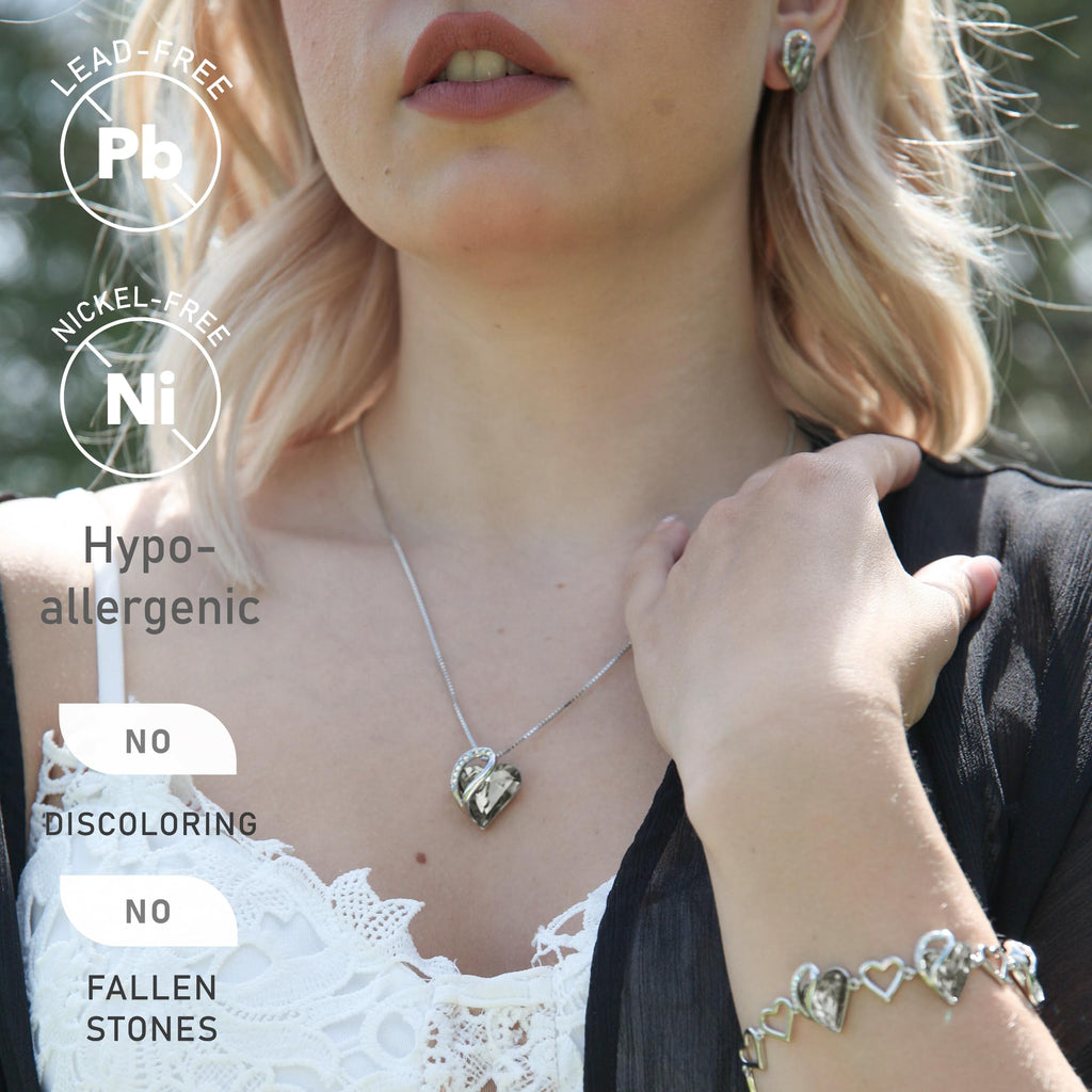 Leafael Gift Necklaces for Women, Infinity Love Birthstone Heart Crystal Pendant, Birthday Anniversary Jewelry for Wife, Mom, and Her, Silver Plated, 18" + 2" Adjustable Chain