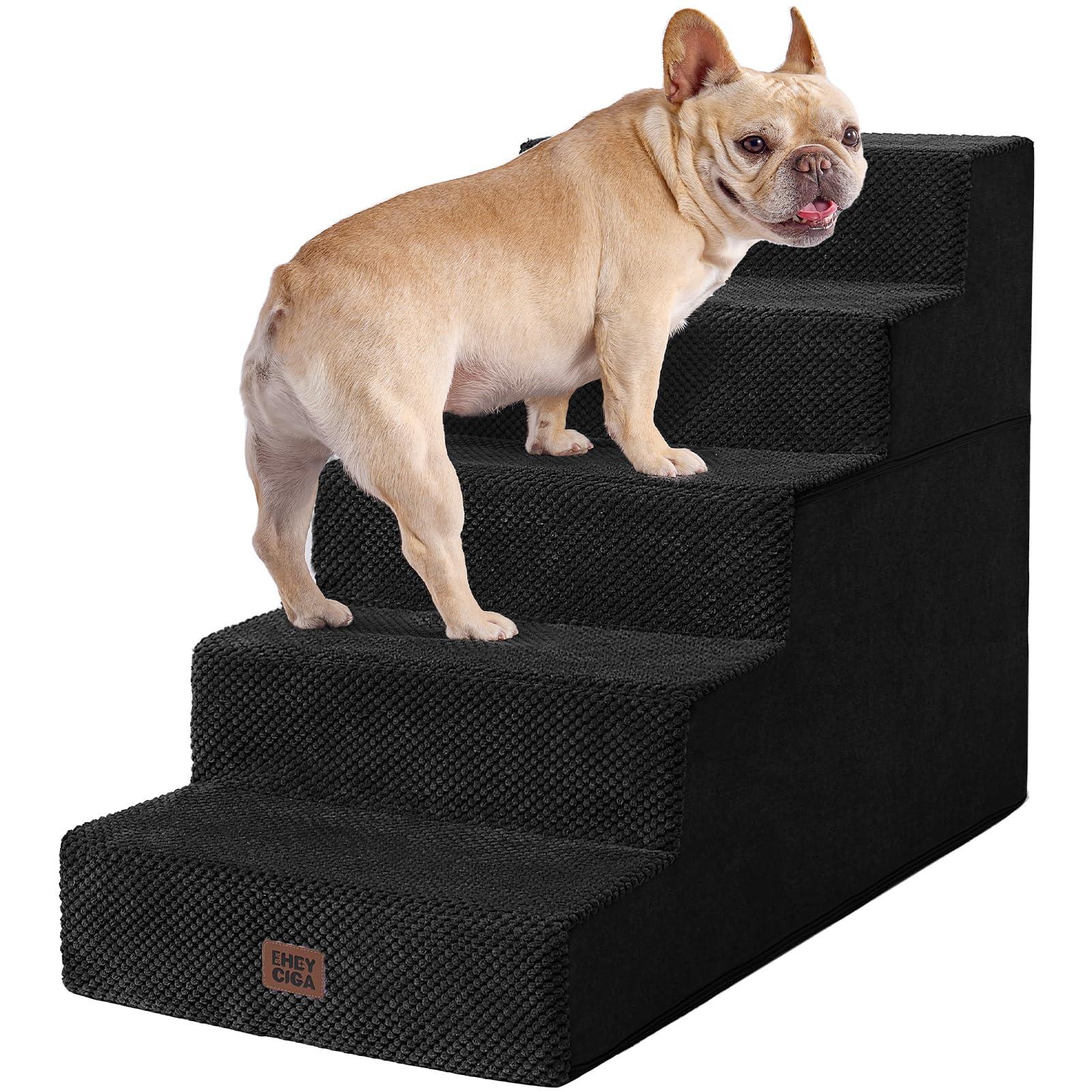 EHEYCIGA Dog Stairs for Bed 18" H, 4-Step Dog Steps for High Bed, Grey
