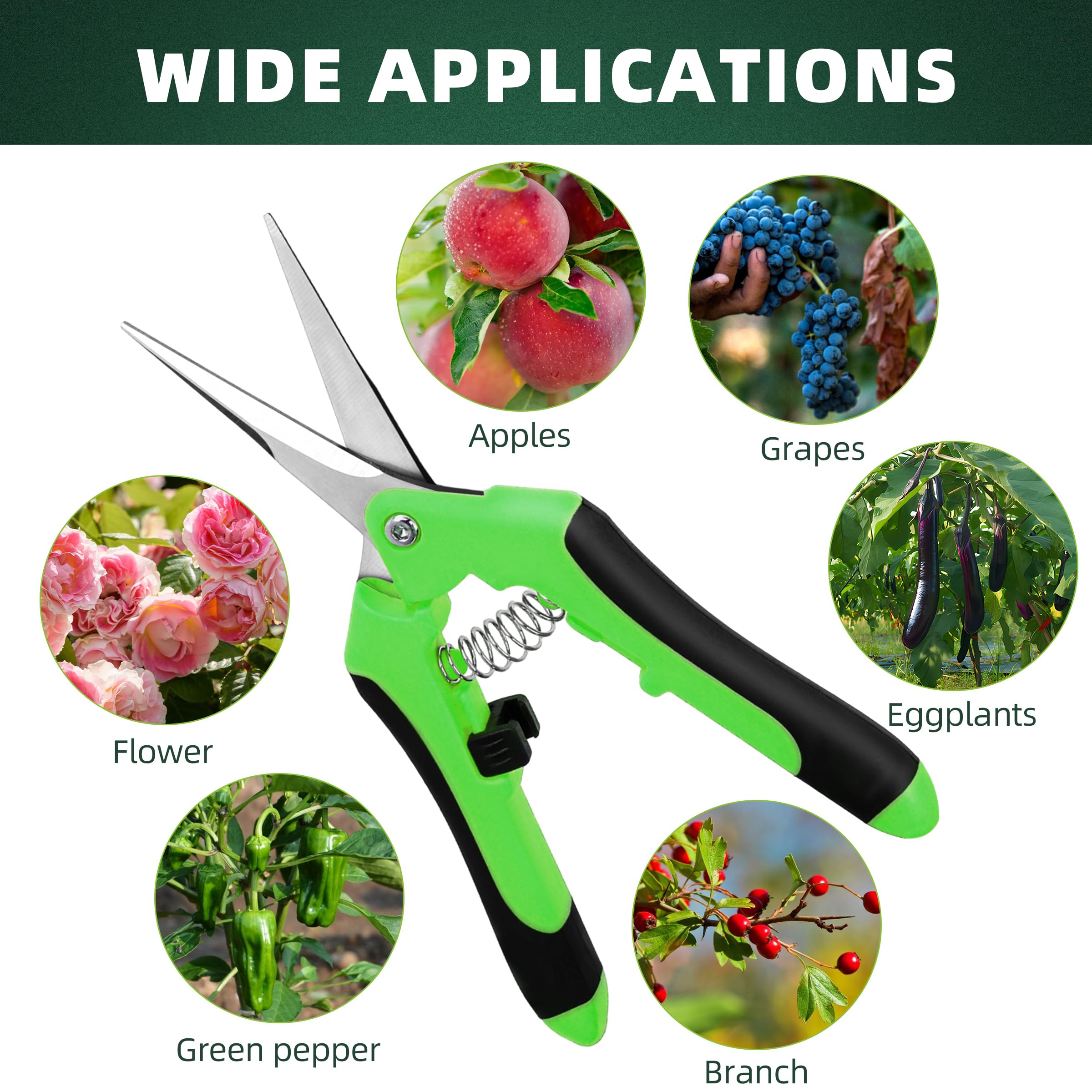 EWPJDK 3 Pack Garden Pruning Shears Scissors Clippers Stainless Steel