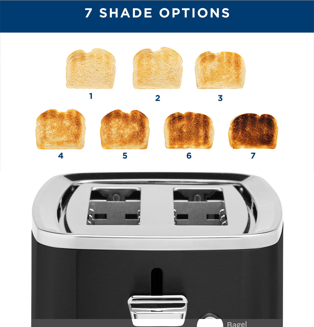 GE 4 Slice Toaster | Extra Wide Slots for Bagels, Breads, Waffles & More | 7 Shade Options | Countertop Kitchen Essentials | 1500 watt, White