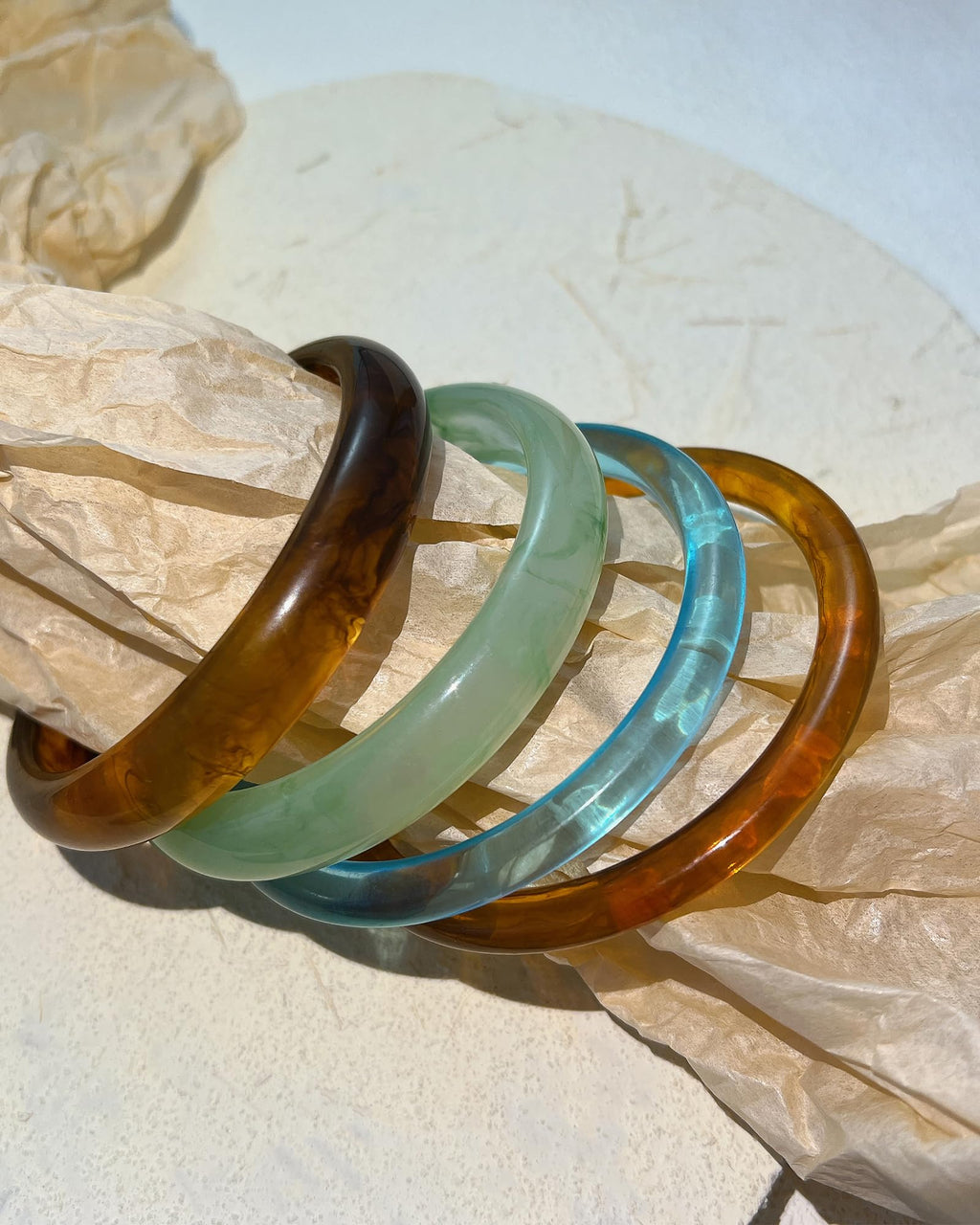 ÌF ME Acrylic Bangles Bracelets for Women, Irregular Acrylic Resin Chunky Bracelets Geometric Fashions Thick Statement bangle Set