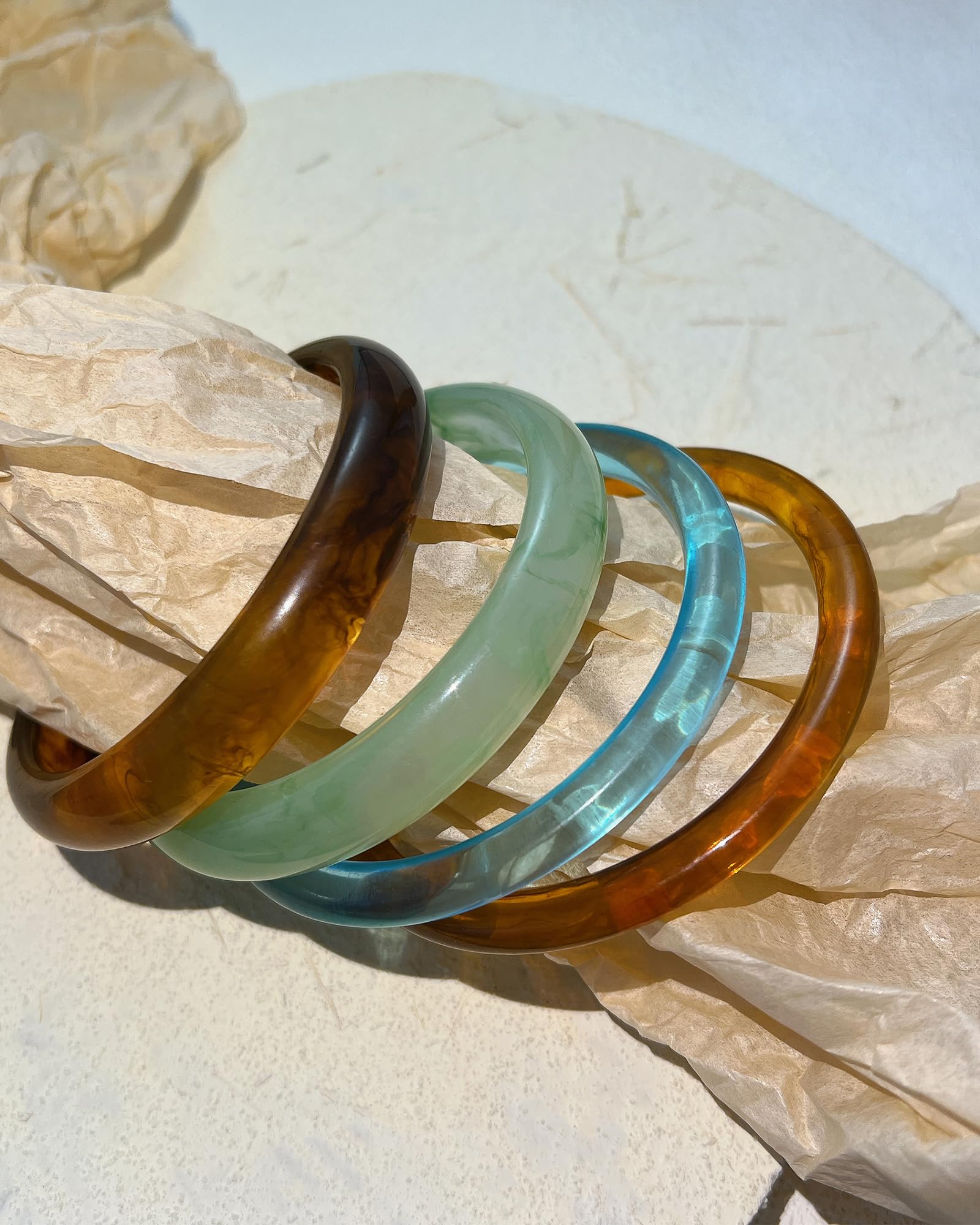ÌF ME Acrylic Bangles Bracelets for Women, Irregular Acrylic Resin Chunky Bracelets Geometric Fashions Thick Statement bangle Set