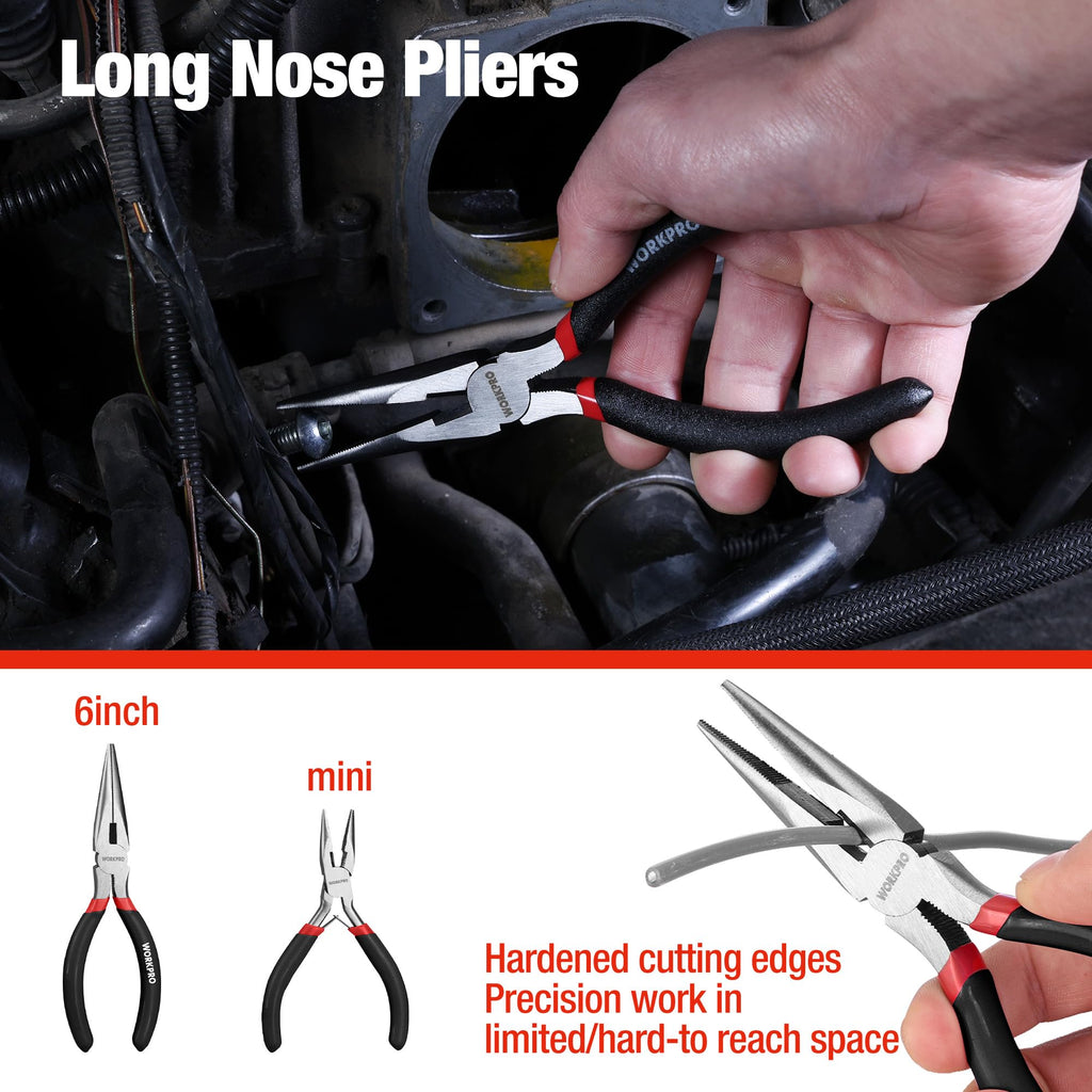 WORKPRO 7-Piece Pliers Set, Pliers Tool Set with Comfort Grip, Blue