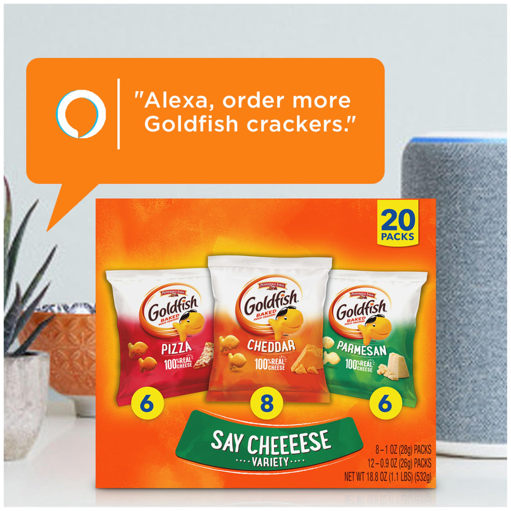 Goldfish Crackers Big Smiles Variety Pack with Cheddar, Colors, and Pretzels, Snack Packs, 30 Ct