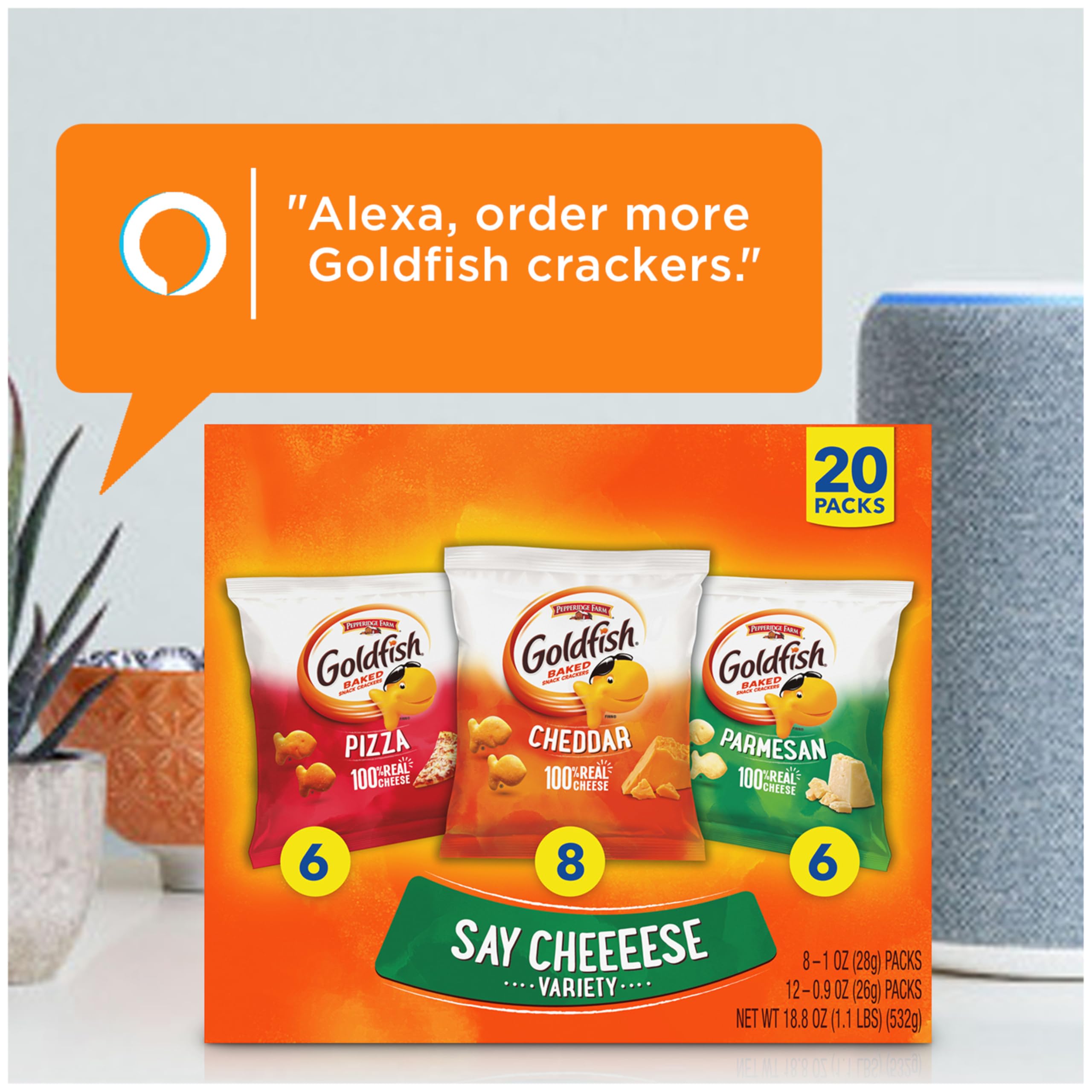 Goldfish Crackers Big Smiles Variety Pack with Cheddar, Colors, and Pretzels, Snack Packs, 30 Ct