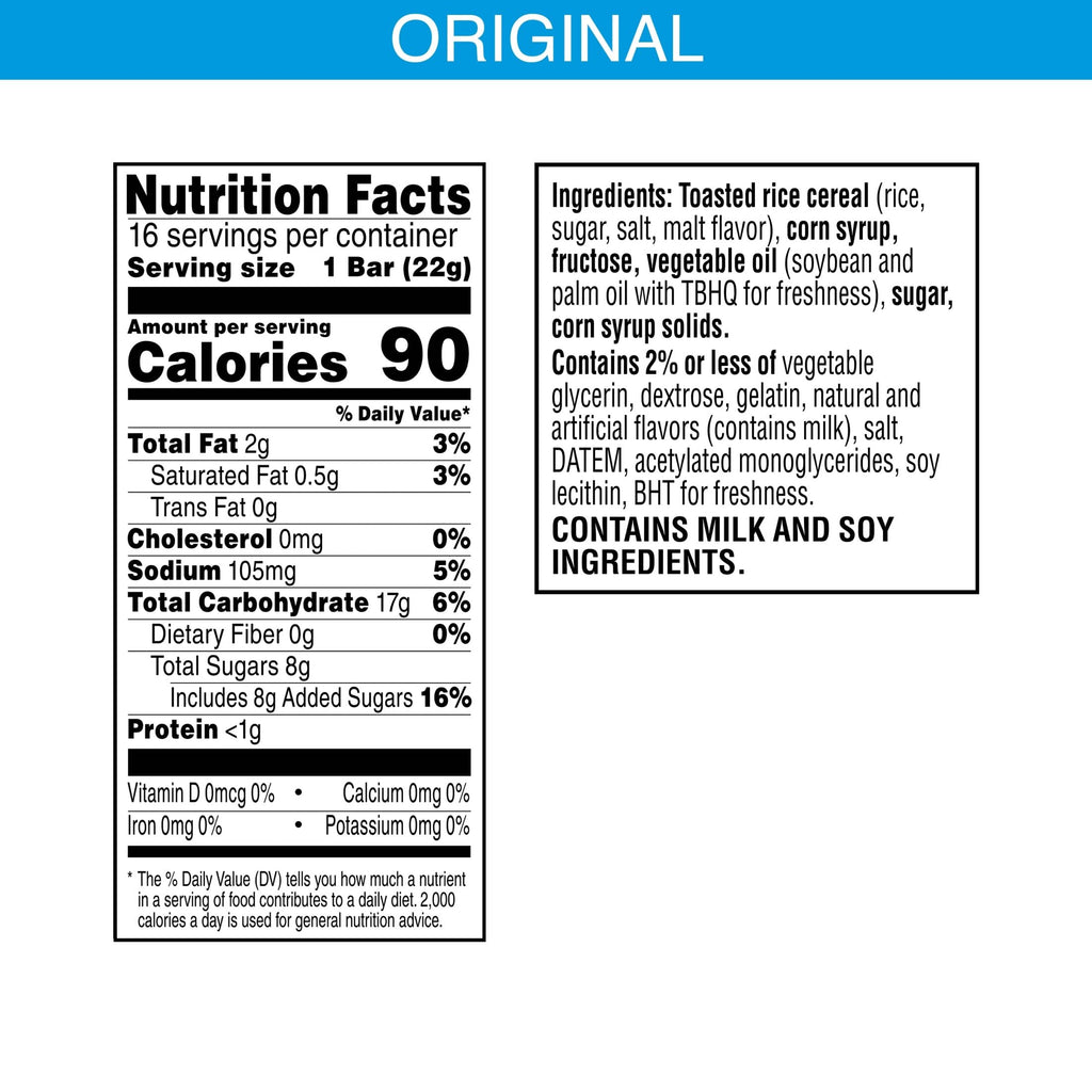 Rice Krispies Treats Crispy Marshmallow Squares, Kids Snacks, Cereal Bars, Original, 31.2oz Box (40 Bars)