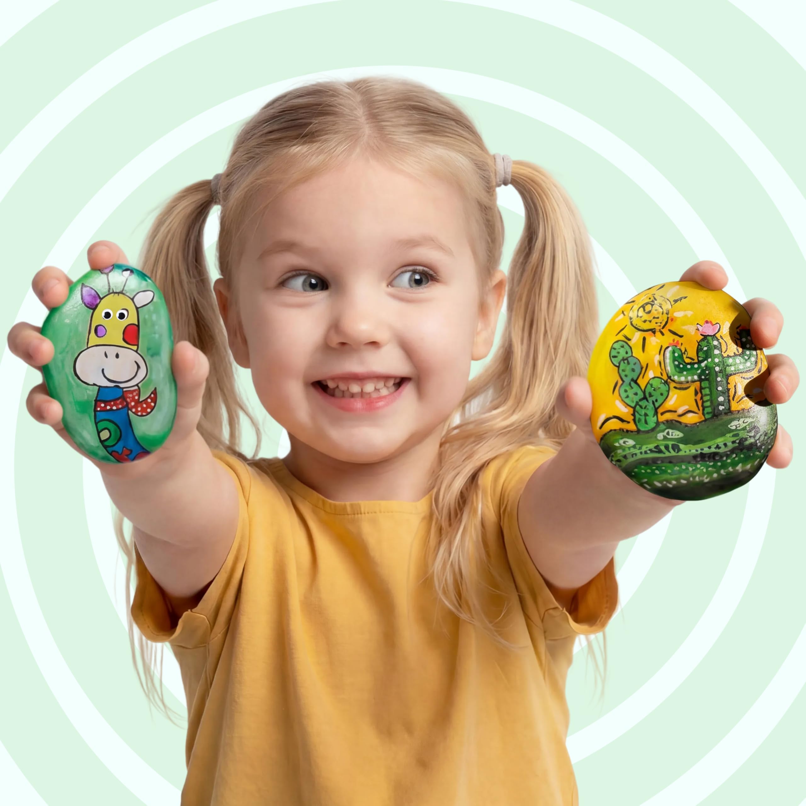 Rock Painting Kit- Glow in The Dark Rock Kit, Arts and Crafts for Kids Ages 6-12, Art Supplies Toy, Kids Craft Paint Kits, Arts & Crafts for Boys Girls Birthday Party Gift Toy