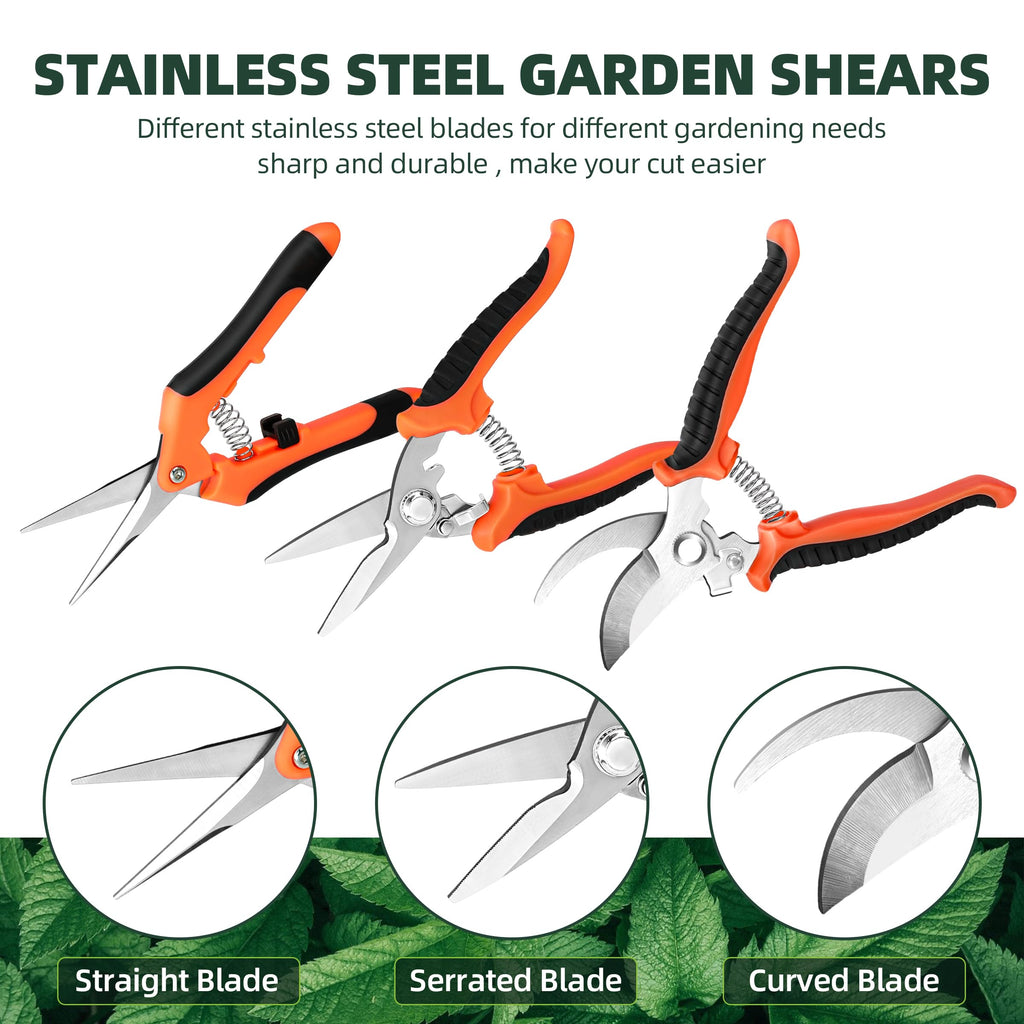 EWPJDK 3 Pack Garden Pruning Shears Scissors Clippers Stainless Steel
