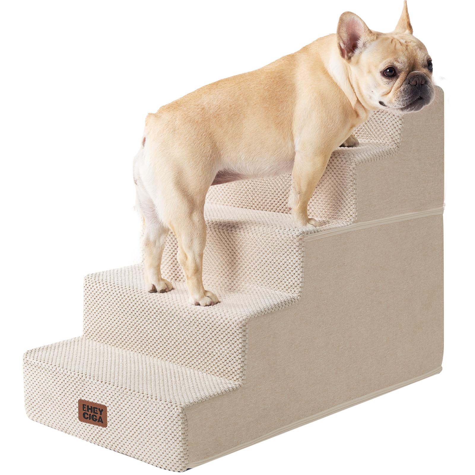 EHEYCIGA Dog Stairs for Bed 18" H, 4-Step Dog Steps for High Bed, Grey