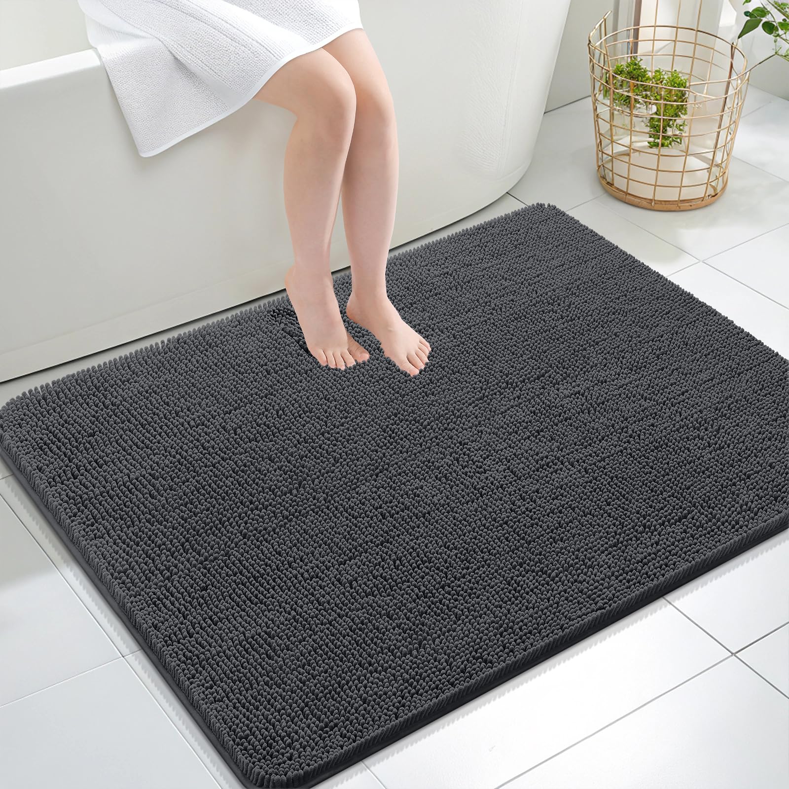 OLANLY Bathroom Rugs 30x20, Extra Soft Absorbent Chenille Bath Rugs