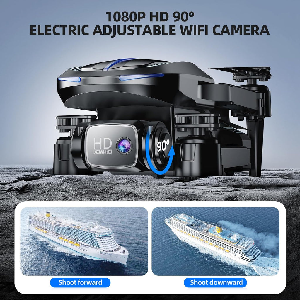 Drone with Camera for Adults Beginners Kids, Fun 1080P Foldable Mini Drone for Exciting Indoor Outdoor Play, RC Quadcopter with 2 Batteries, One Key Start, Easy to Fly, Altitude Hold, 3D Flips