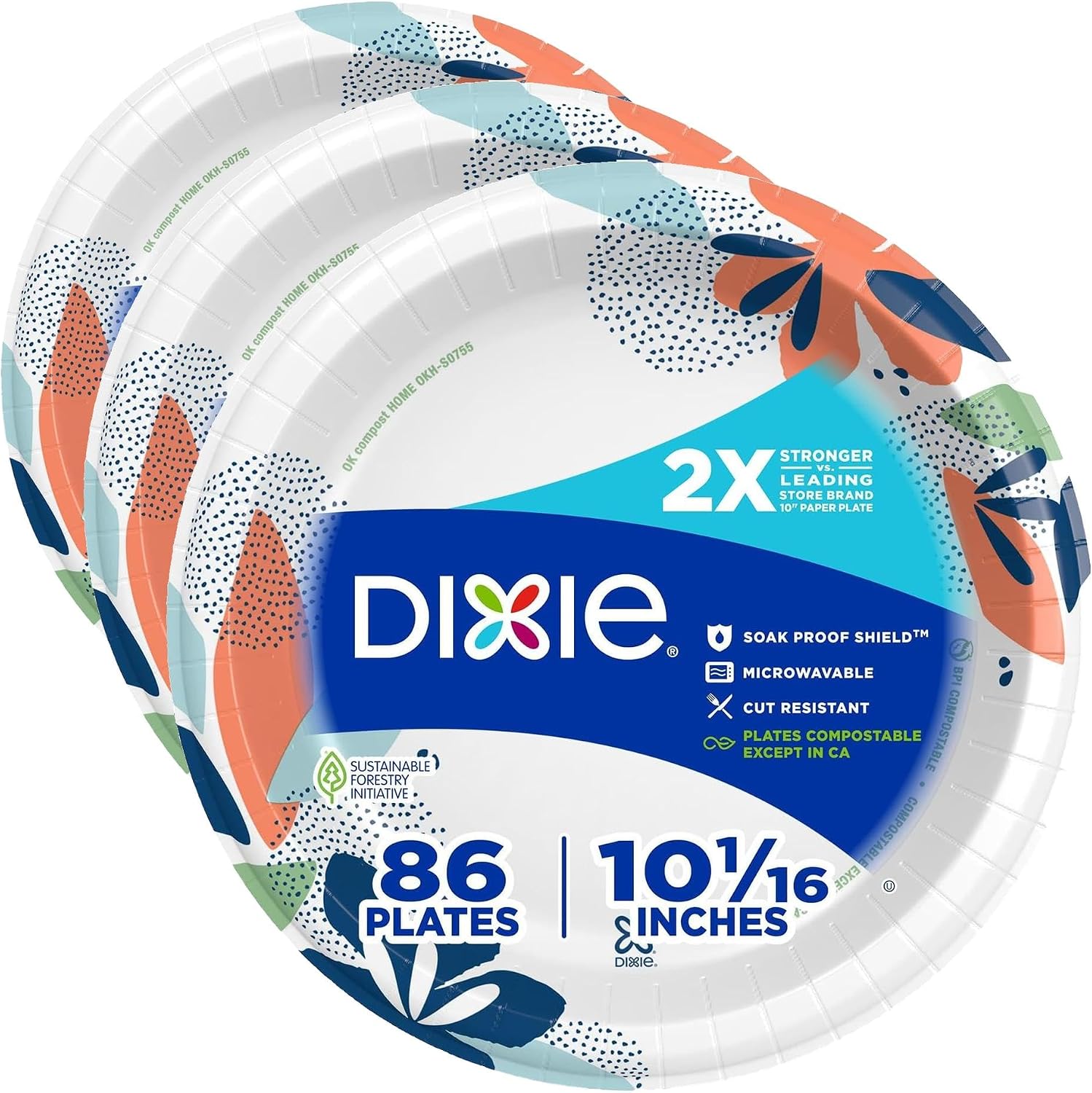 Dixie Medium Paper Plates, 8.5 Inch, 90 Count, 2X Stronger*, Microwave-Safe, Soak-Proof, Cut Resistant, Disposable Plates For Everyday Breakfast, Lunch, & Dinner Meals