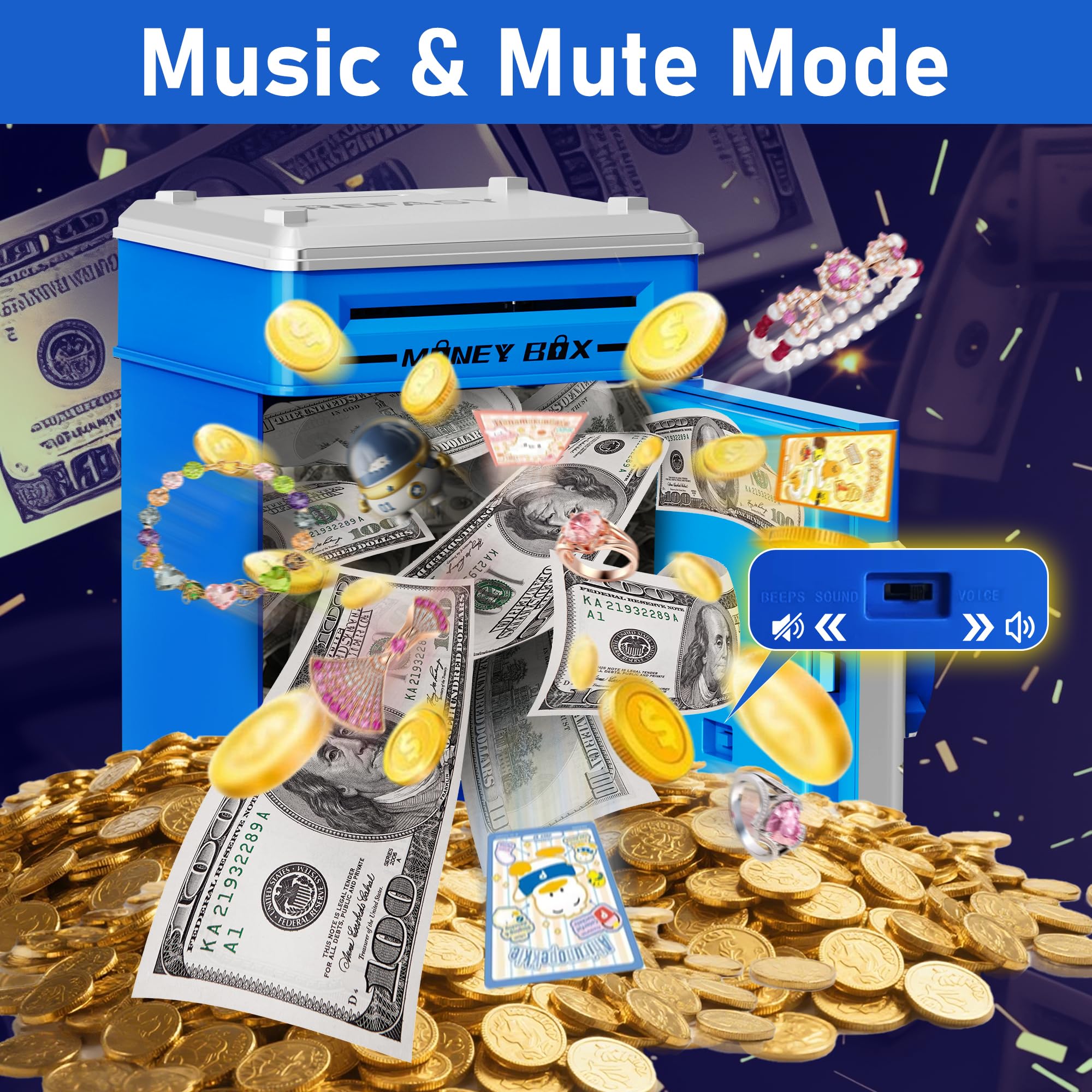 Refasy Piggy Bank Cash Coin Can ATM Bank Electronic Coin Money Bank for Kids Age 3-12, Money Savings Box Mini ATM Coin Bank Toys Gifts for 3 4 5 6 7 8 9 10 11 12 Year Old Boys Girls