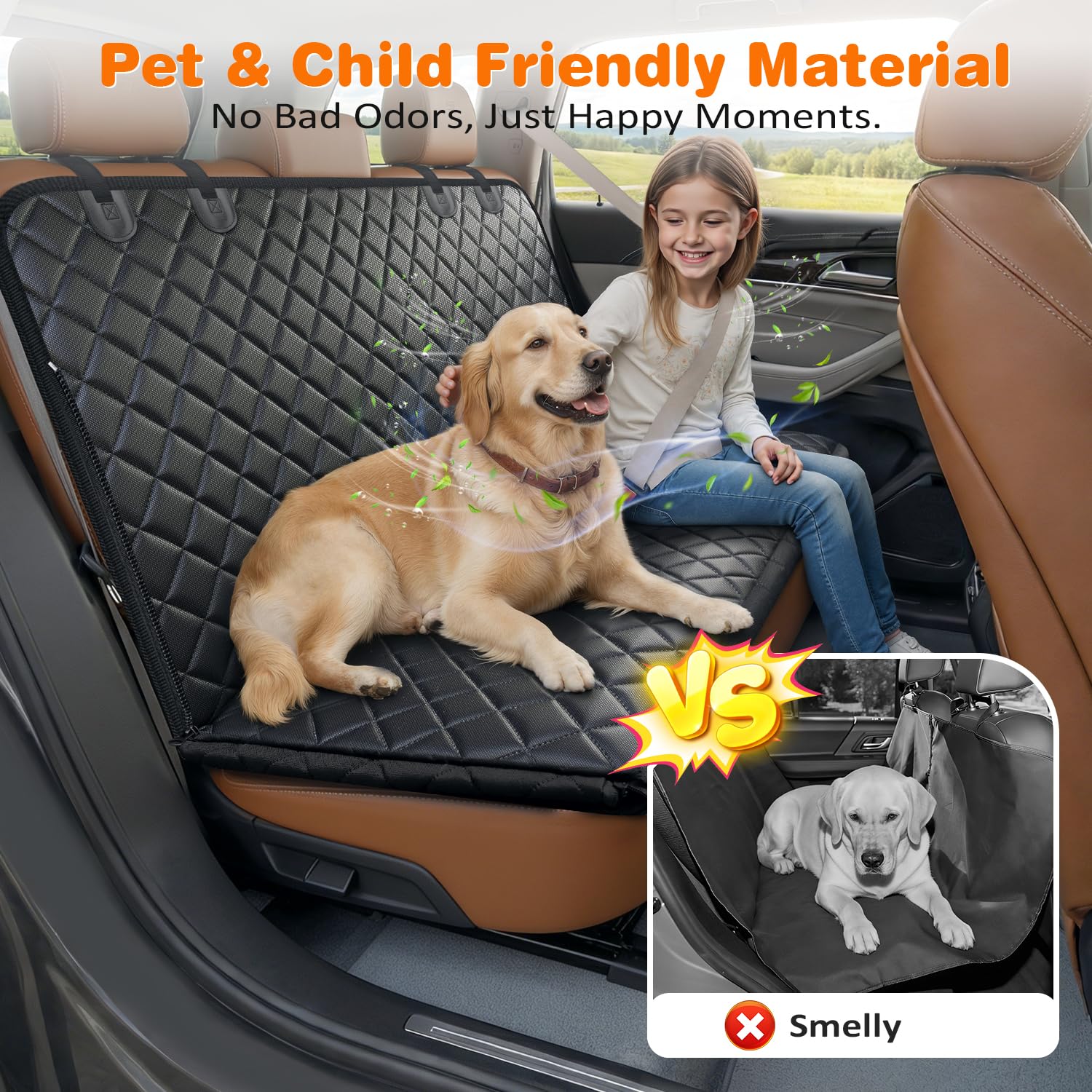 URPOWER Dog Car Seat Cover for Back Seat, Waterproof Hammock for Car & SUV