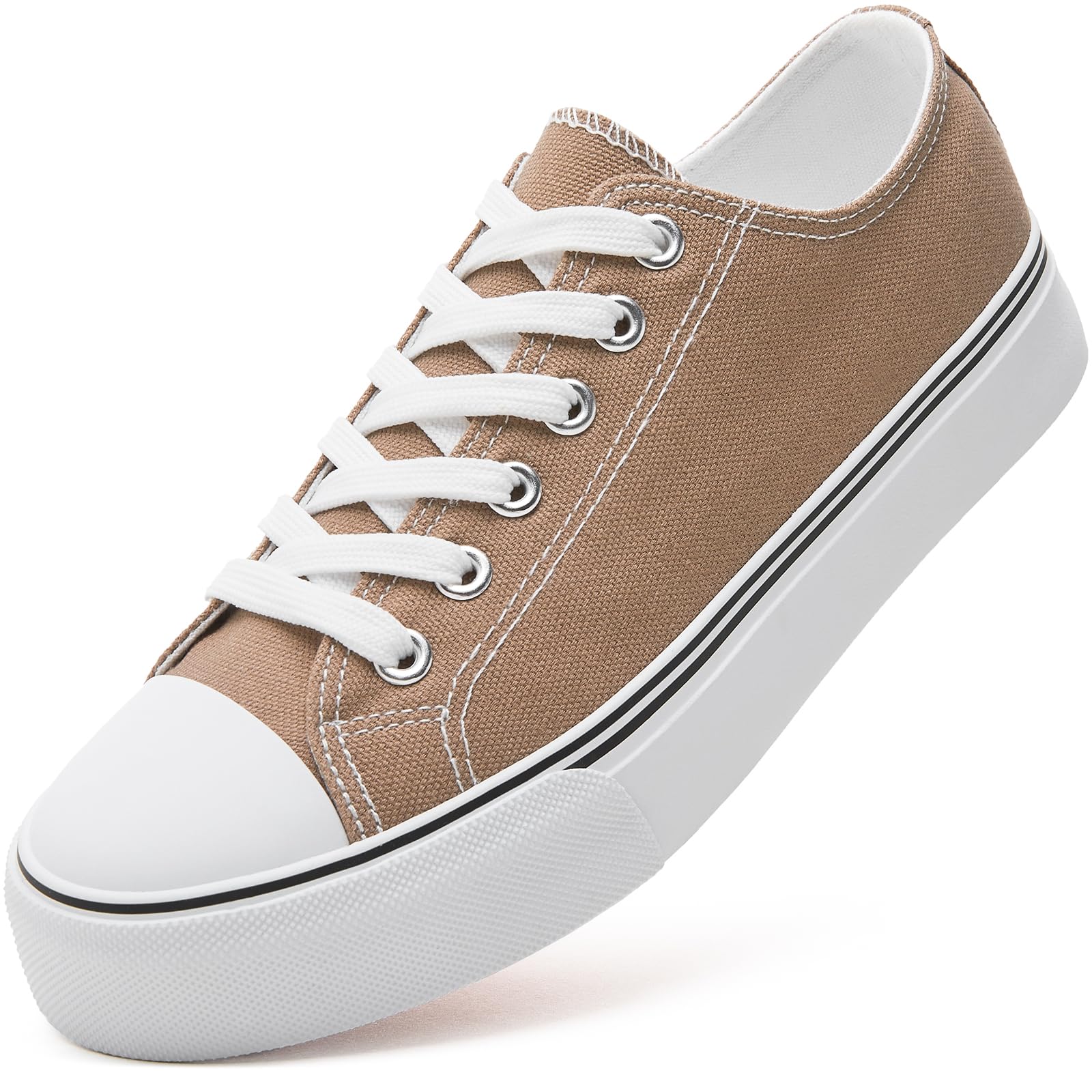 ZGR Womens White Tennis Shoes for Women,Low Tops Lace up Canvas Sneakers