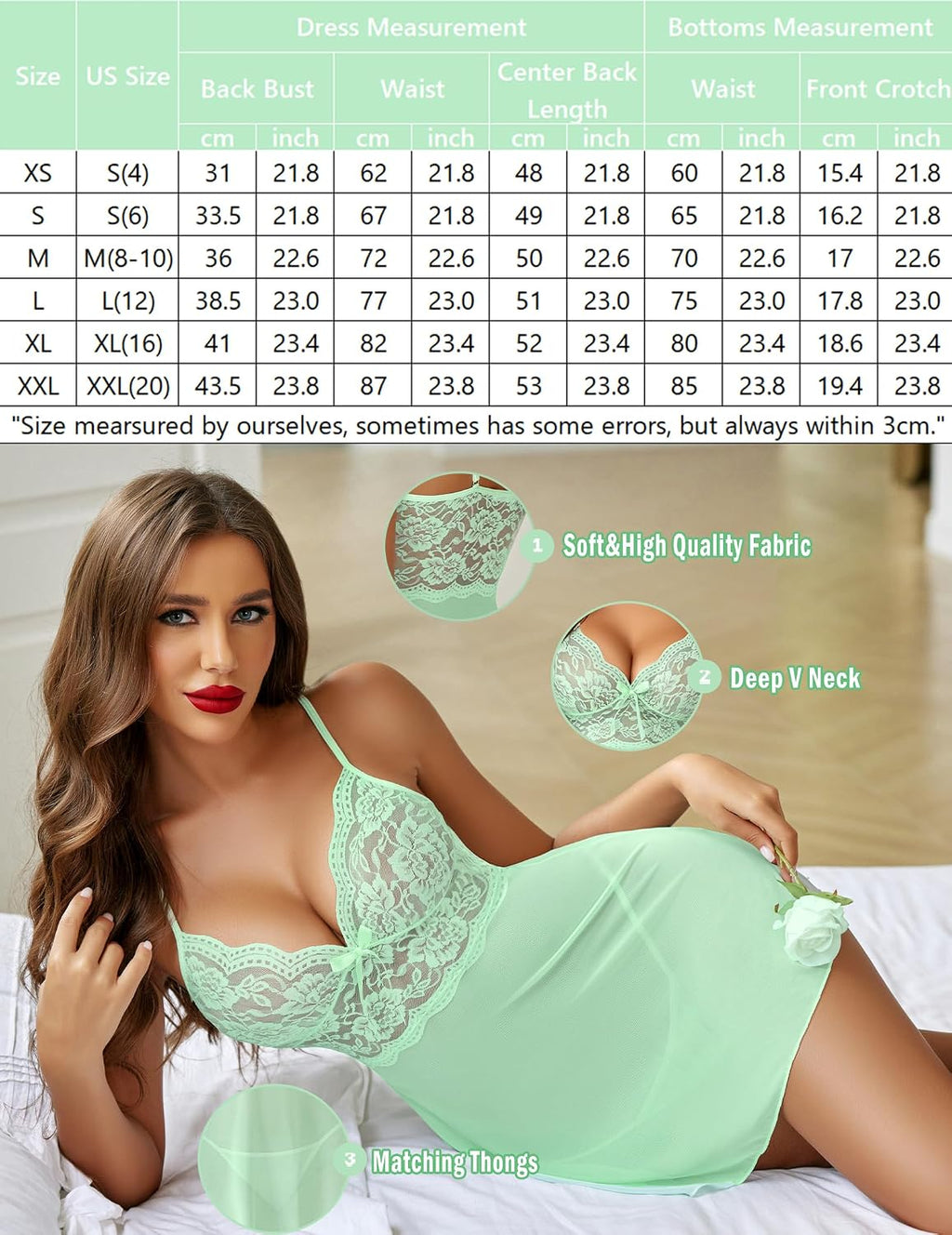 Avidlove Lingerie for Women Lace Babydoll Chemise Sheer Mesh Nightgown