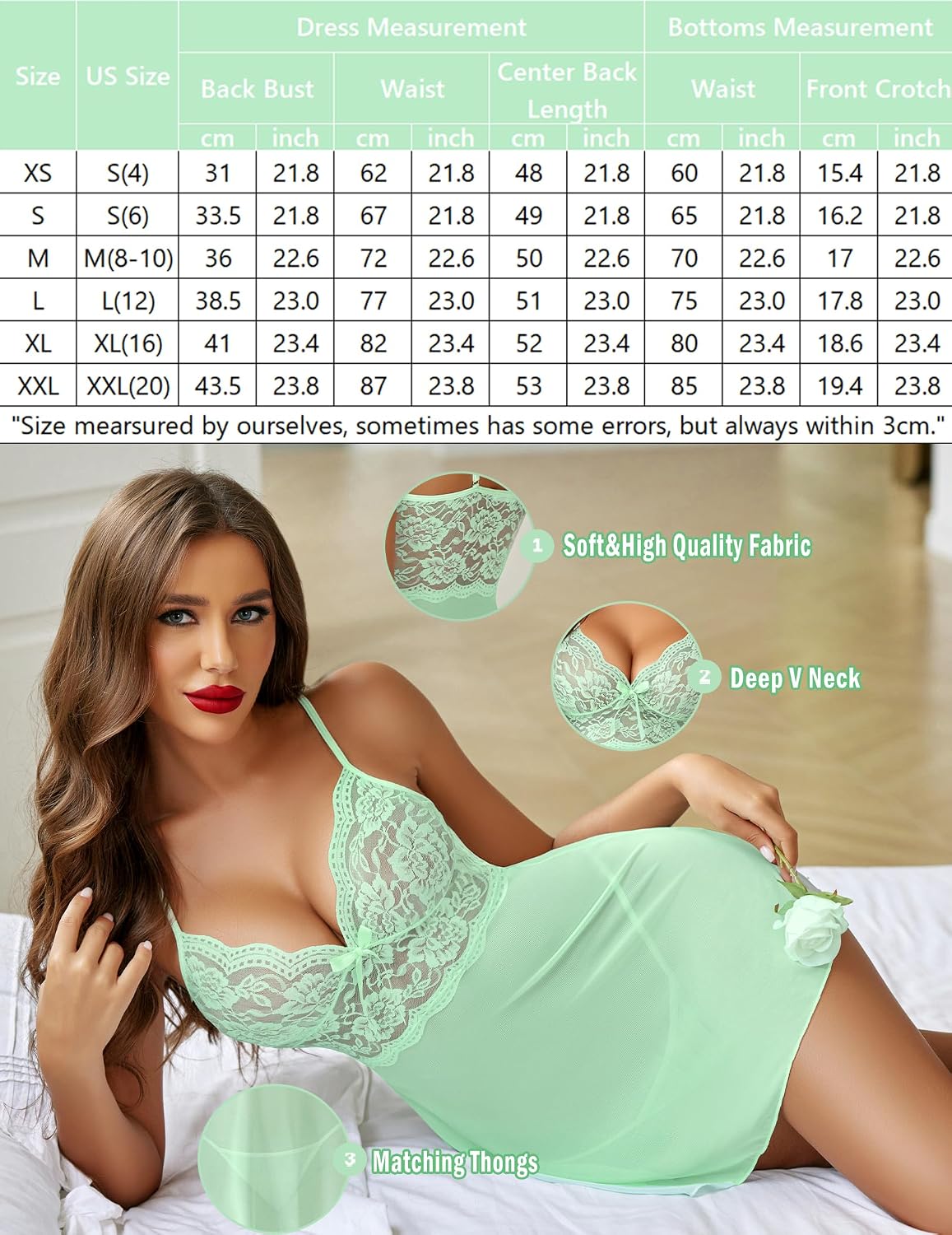Avidlove Lingerie for Women Lace Babydoll Chemise Sheer Mesh Nightgown