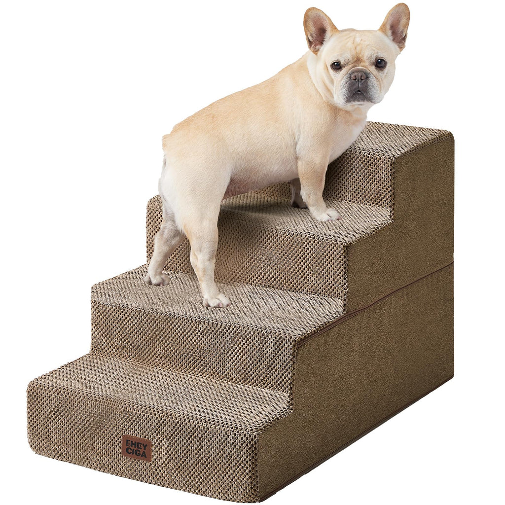 EHEYCIGA Dog Stairs for Bed 18" H, 4-Step Dog Steps for High Bed, Grey