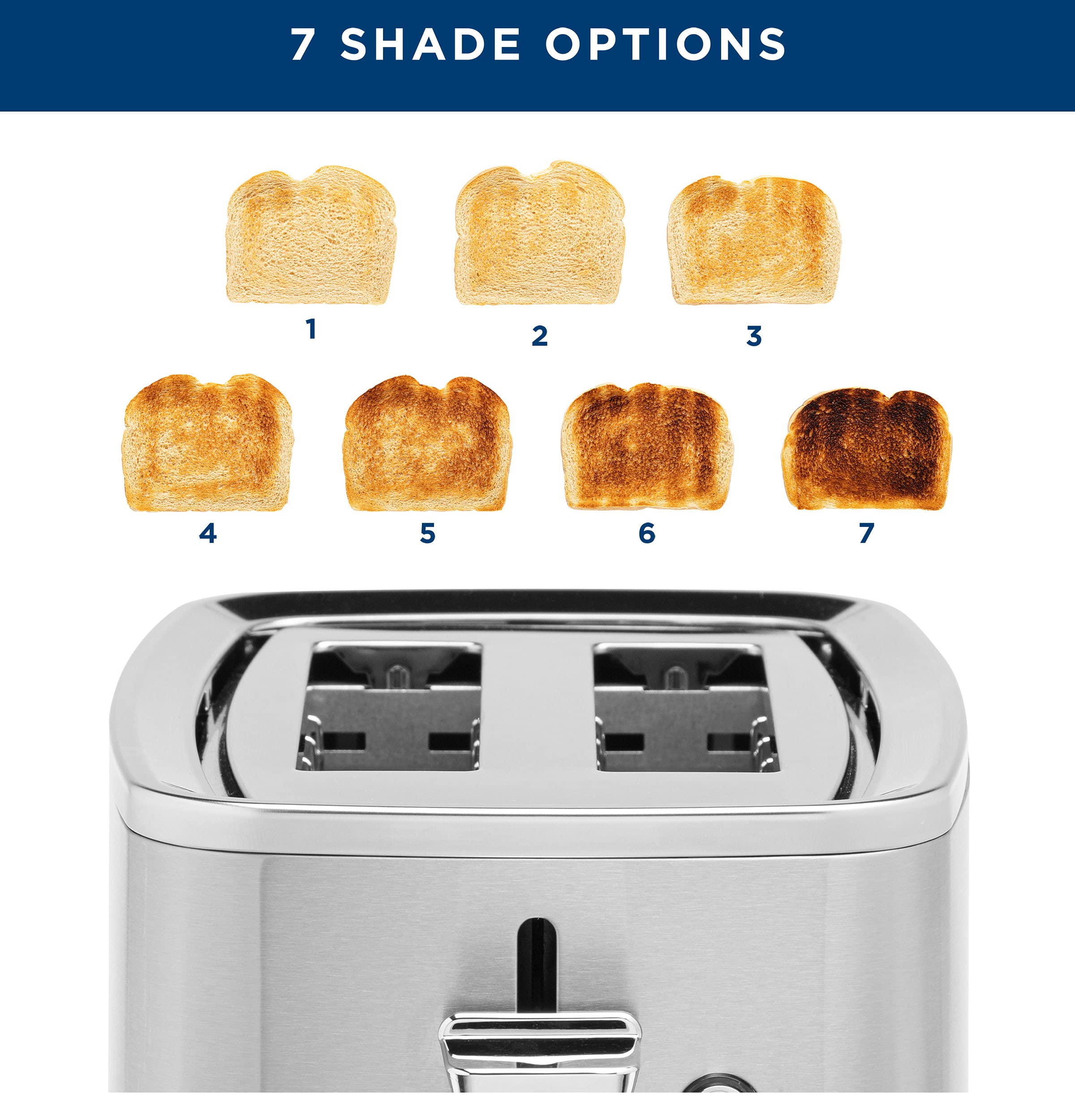 GE 4 Slice Toaster | Extra Wide Slots for Bagels, Breads, Waffles & More | 7 Shade Options | Countertop Kitchen Essentials | 1500 watt, White