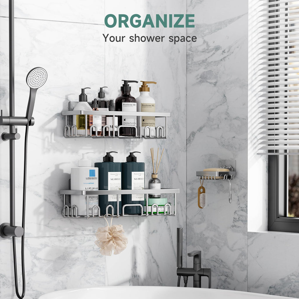 Veken Shower Caddy 6-Pack, Bathroom Organizers and Storage Shelves, Black