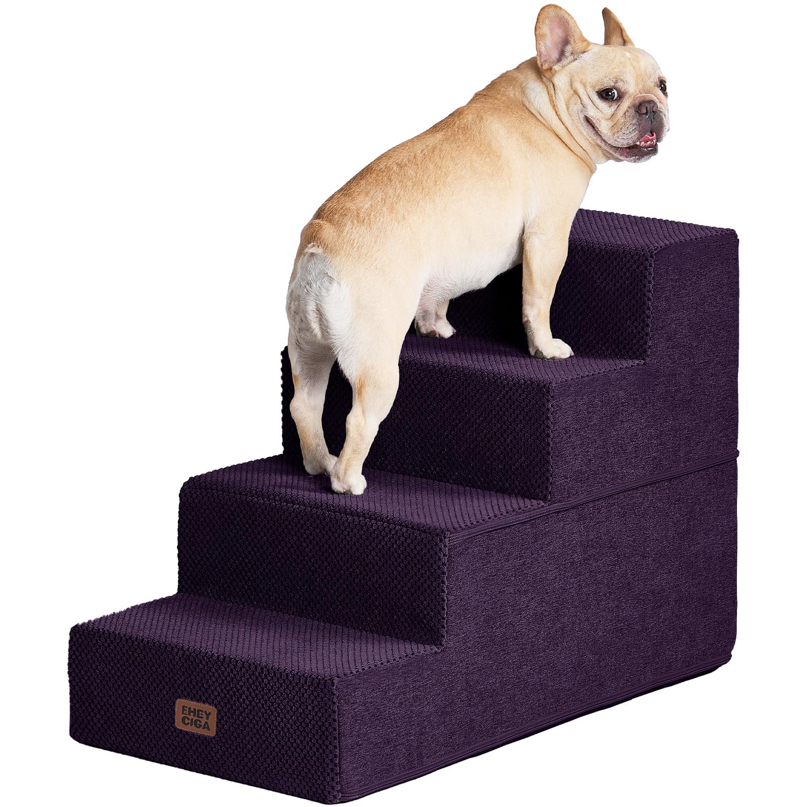 EHEYCIGA Dog Stairs for Bed 18" H, 4-Step Dog Steps for High Bed, Grey