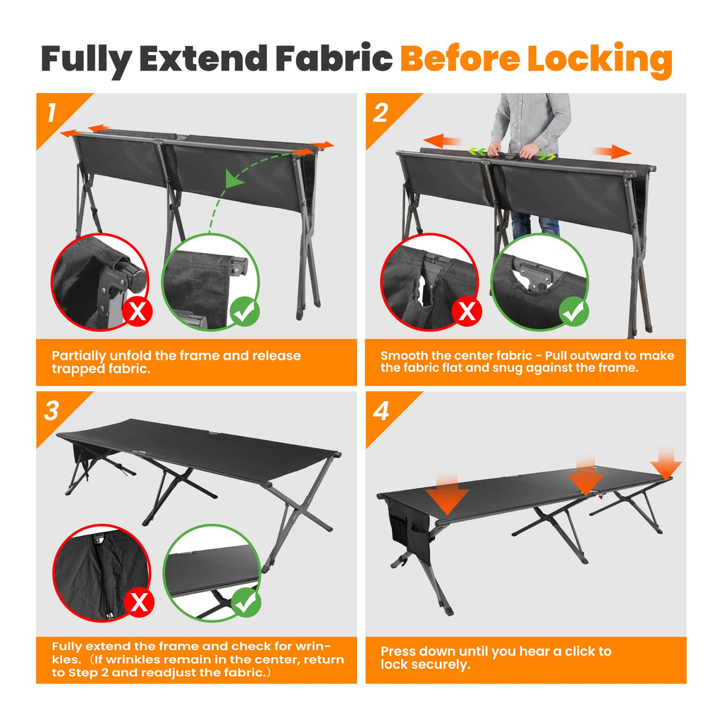 Heavy Duty Camping Cot for Adults, 31.5'' Wide Folding Cot, Support 400LBS
