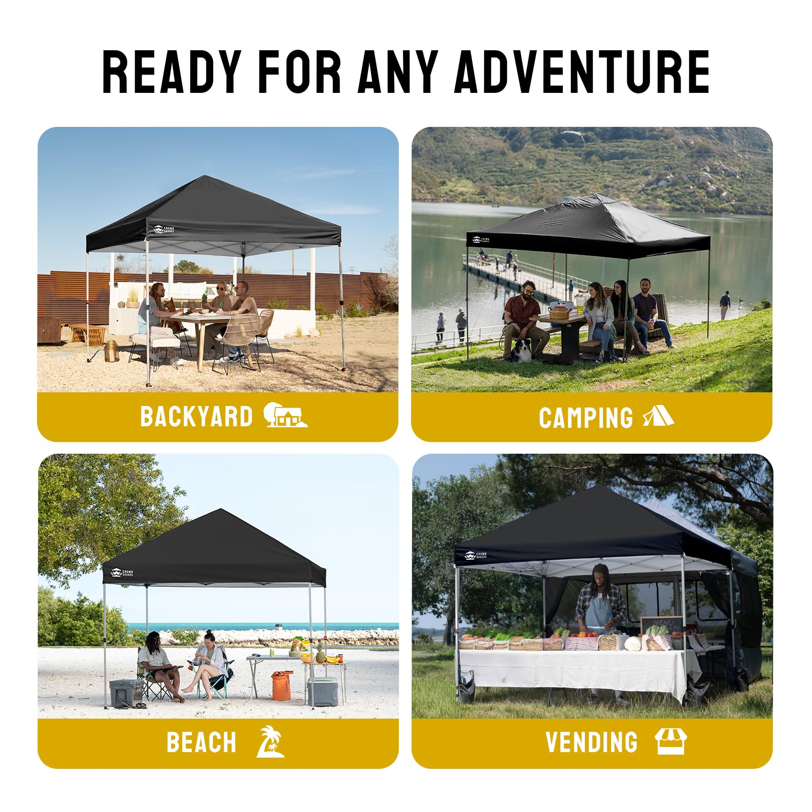 CROWN SHADES 8x8 Pop Up Canopy Tent with One Push Setup, Grid White