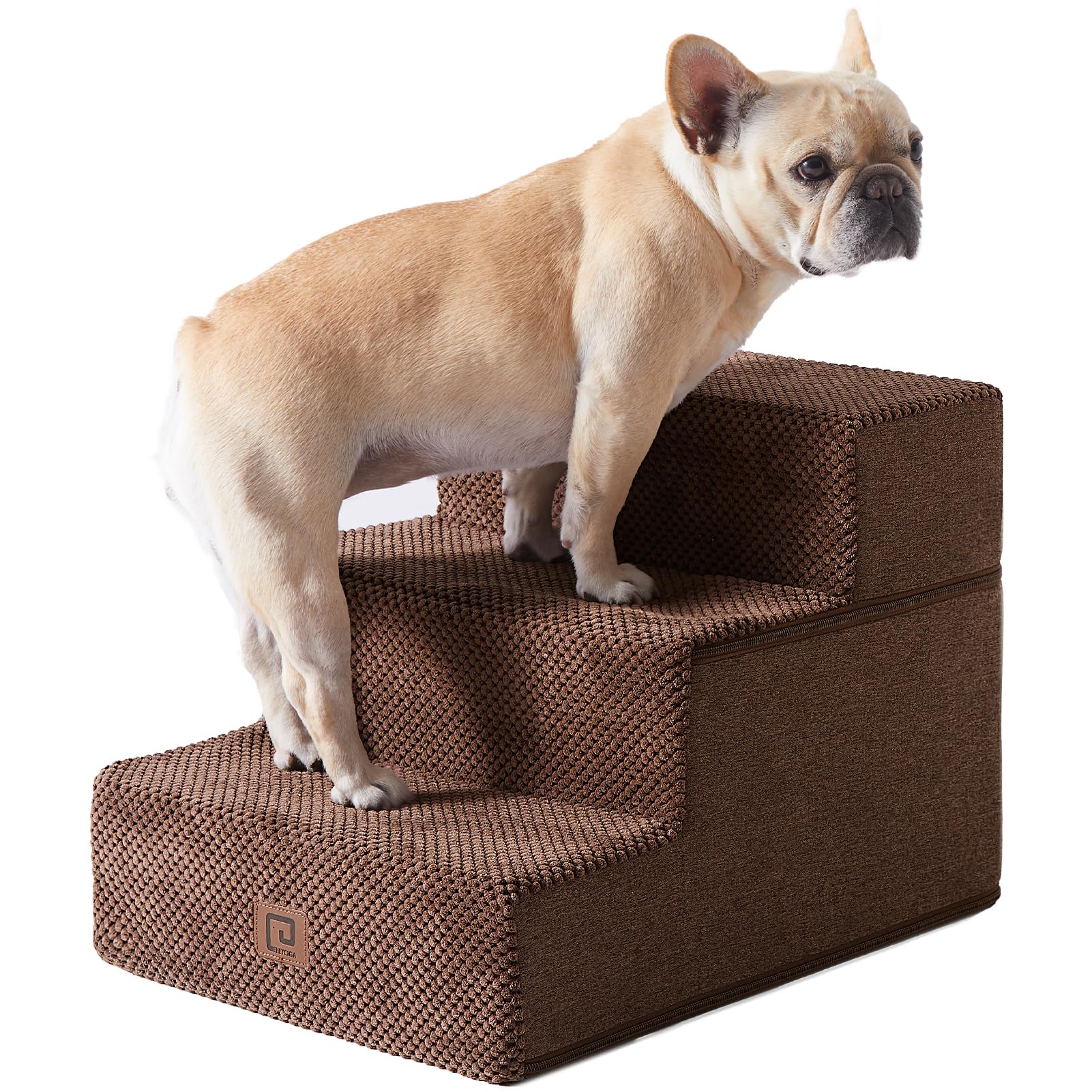 EHEYCIGA Dog Stairs for Bed 18" H, 4-Step Dog Steps for High Bed, Grey