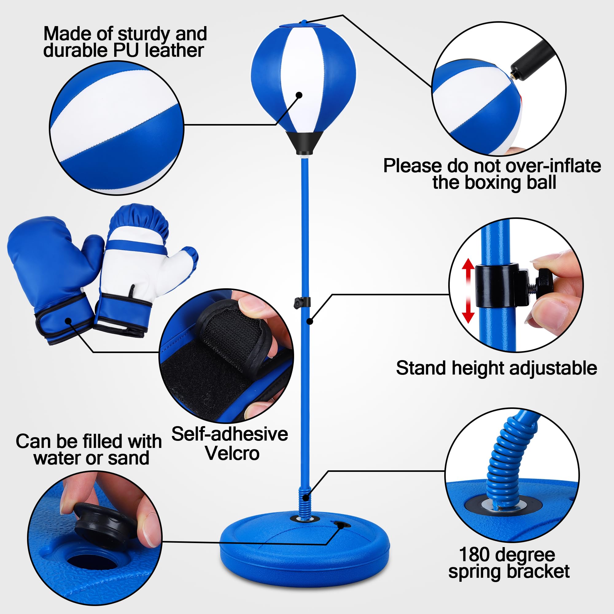 Punching Bag Set Toy with Boxing Gloves, Ideal Birthday for Kids Ages 3-8+