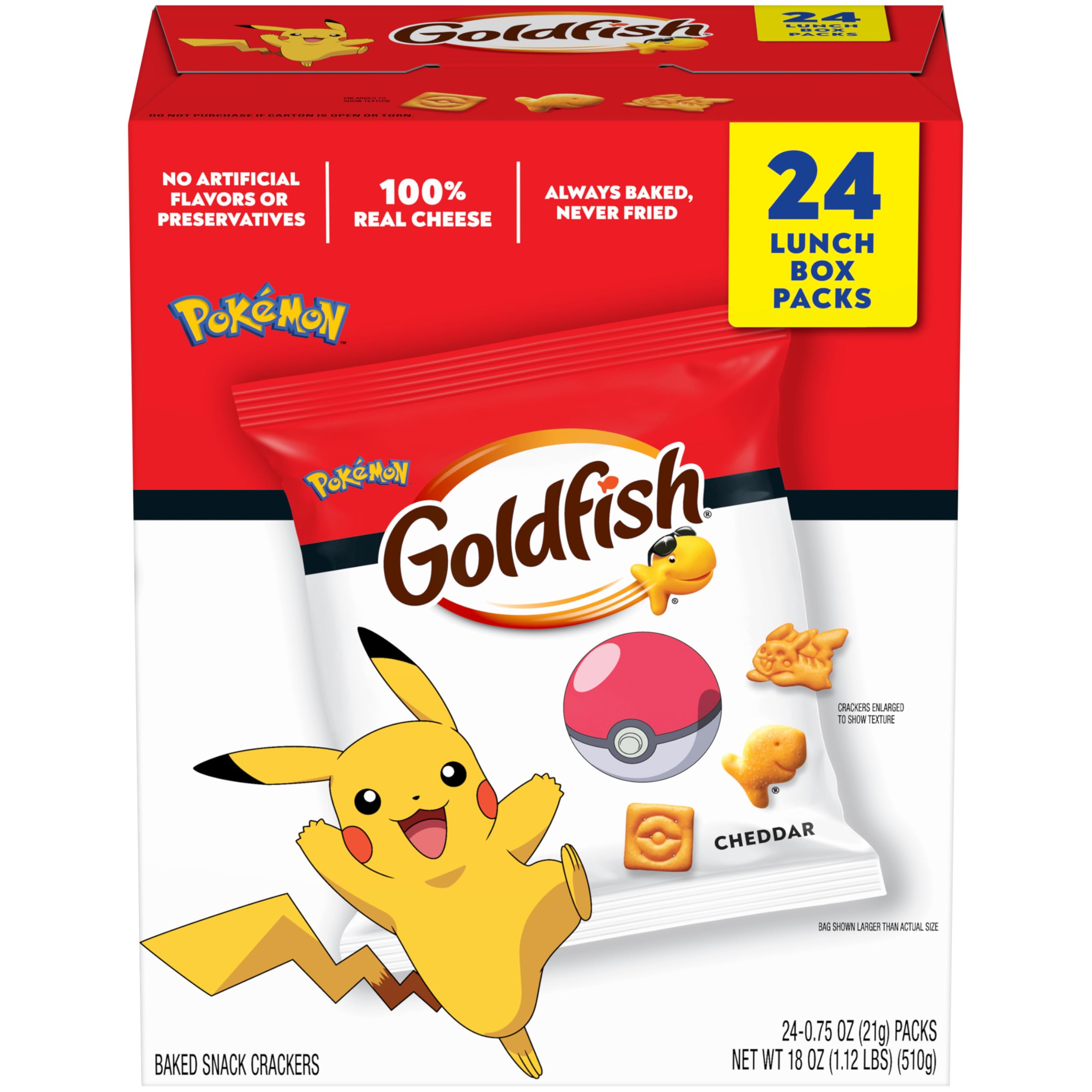 Goldfish Crackers Big Smiles Variety Pack with Cheddar, Colors, and Pretzels, Snack Packs, 30 Ct