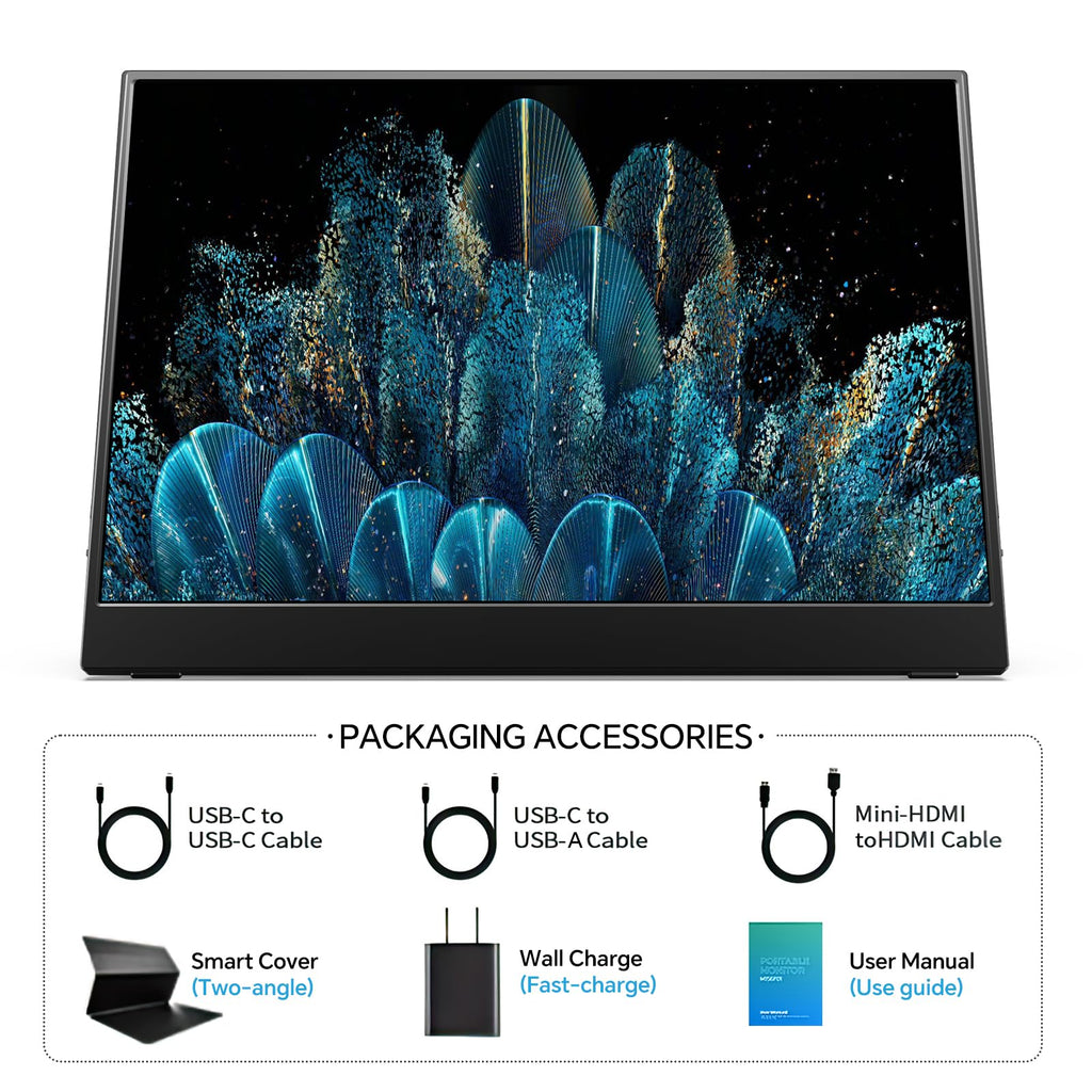 MNN 15.6" FHD 60Hz Portable Monitor USB-C HDMI IPS HDR Gaming Laptop