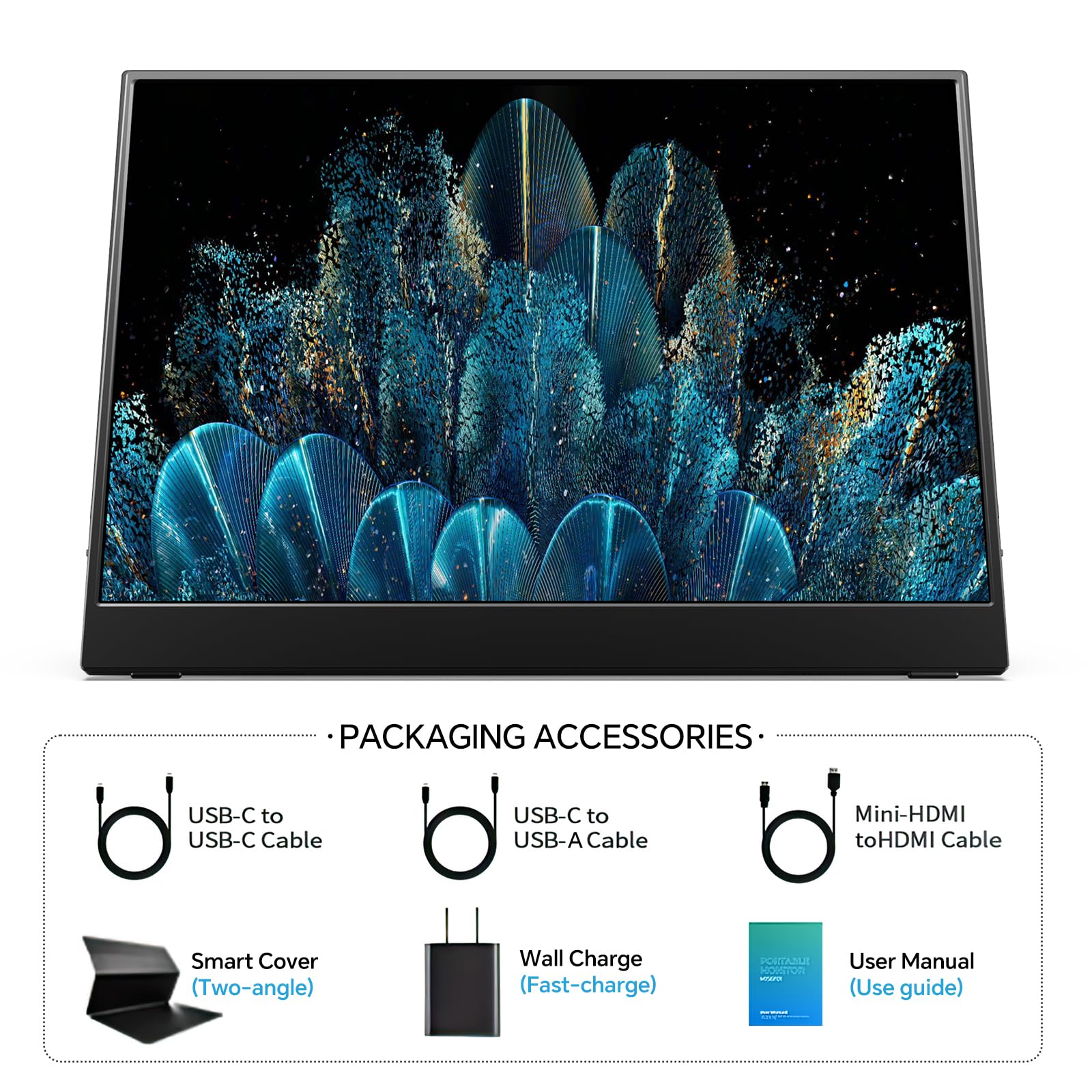 MNN 15.6" FHD 60Hz Portable Monitor USB-C HDMI IPS HDR Gaming Laptop