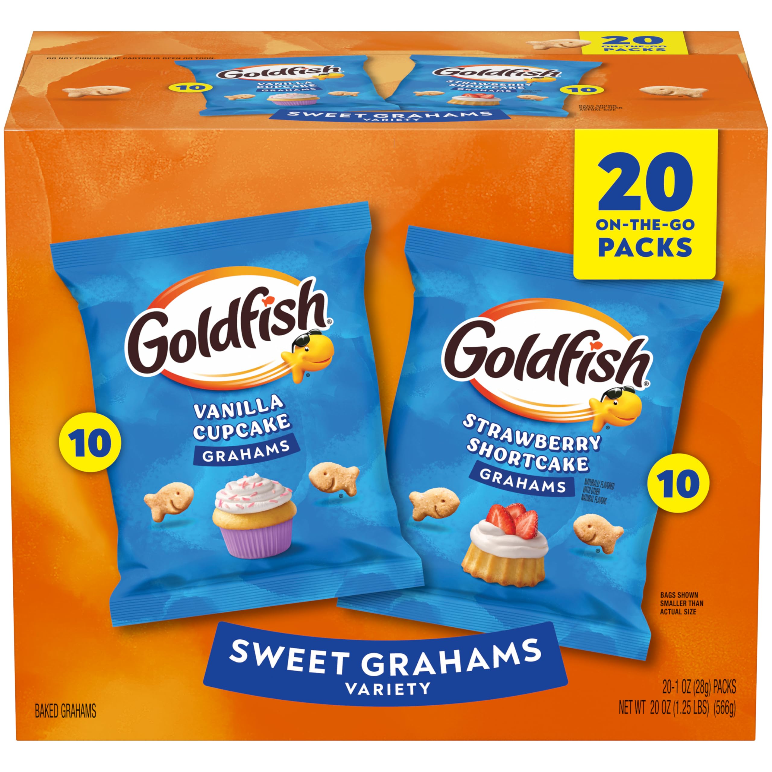 Goldfish Crackers Big Smiles Variety Pack with Cheddar, Colors, and Pretzels, Snack Packs, 30 Ct