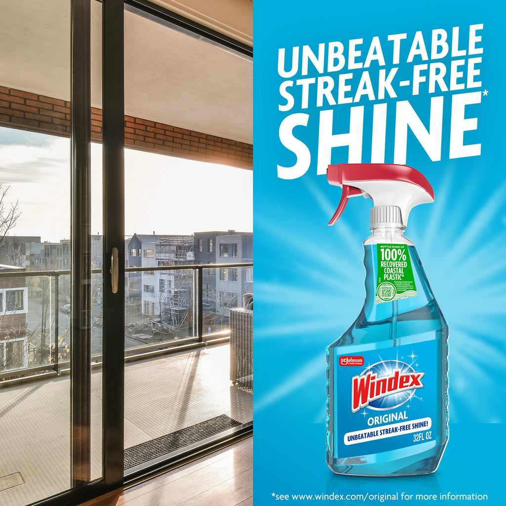 Windex Glass and Window Cleaner Spray Bottle, Packaging Designed to Prevent Leakage and Breaking, Surface Cleaning Spray, Original Blue Scent, 23 Fl Oz