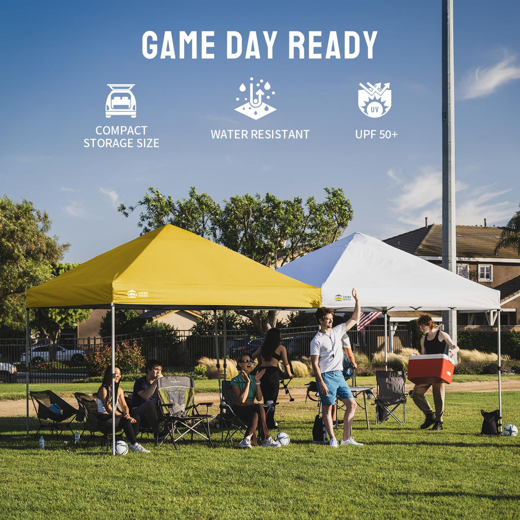 CROWN SHADES 8x8 Pop Up Canopy Tent with One Push Setup, Grid White