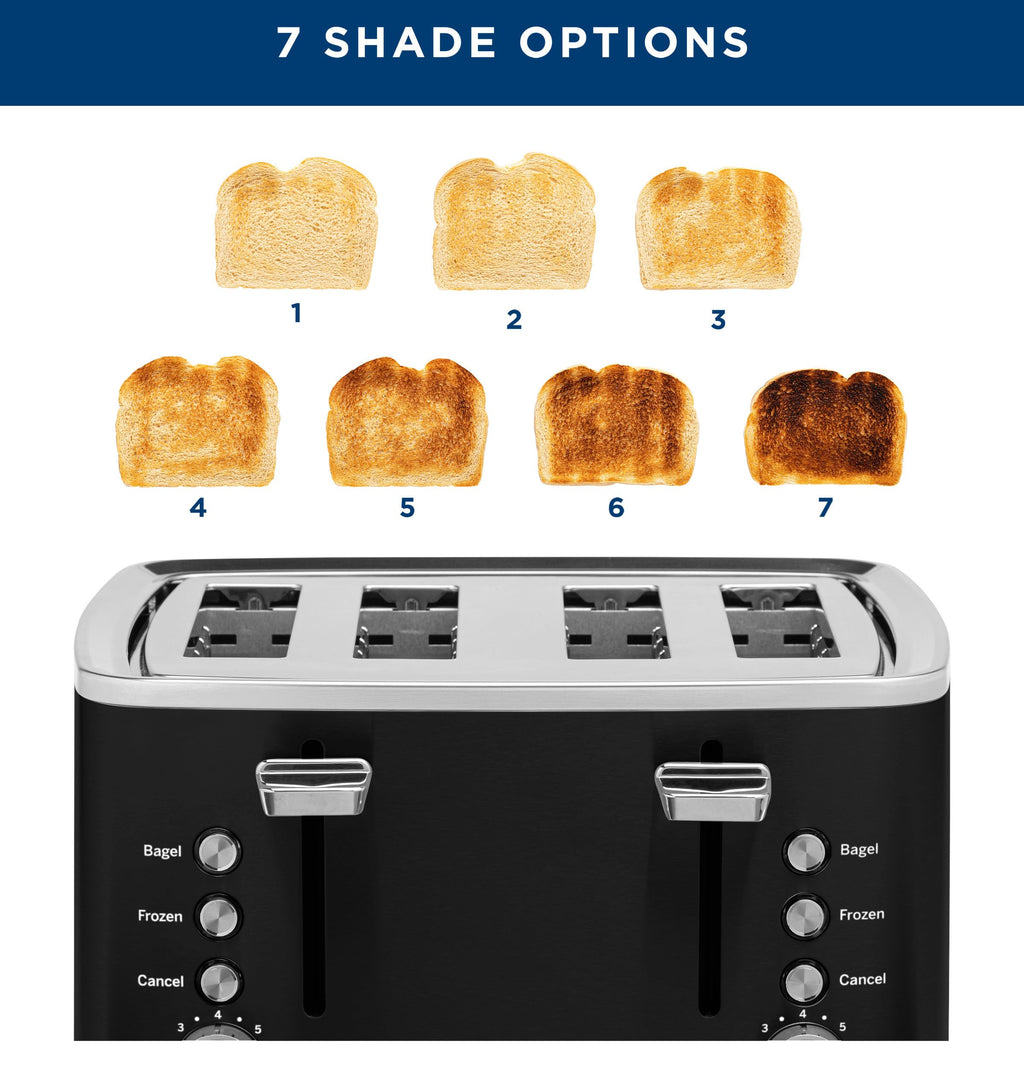GE 4 Slice Toaster | Extra Wide Slots for Bagels, Breads, Waffles & More | 7 Shade Options | Countertop Kitchen Essentials | 1500 watt, White