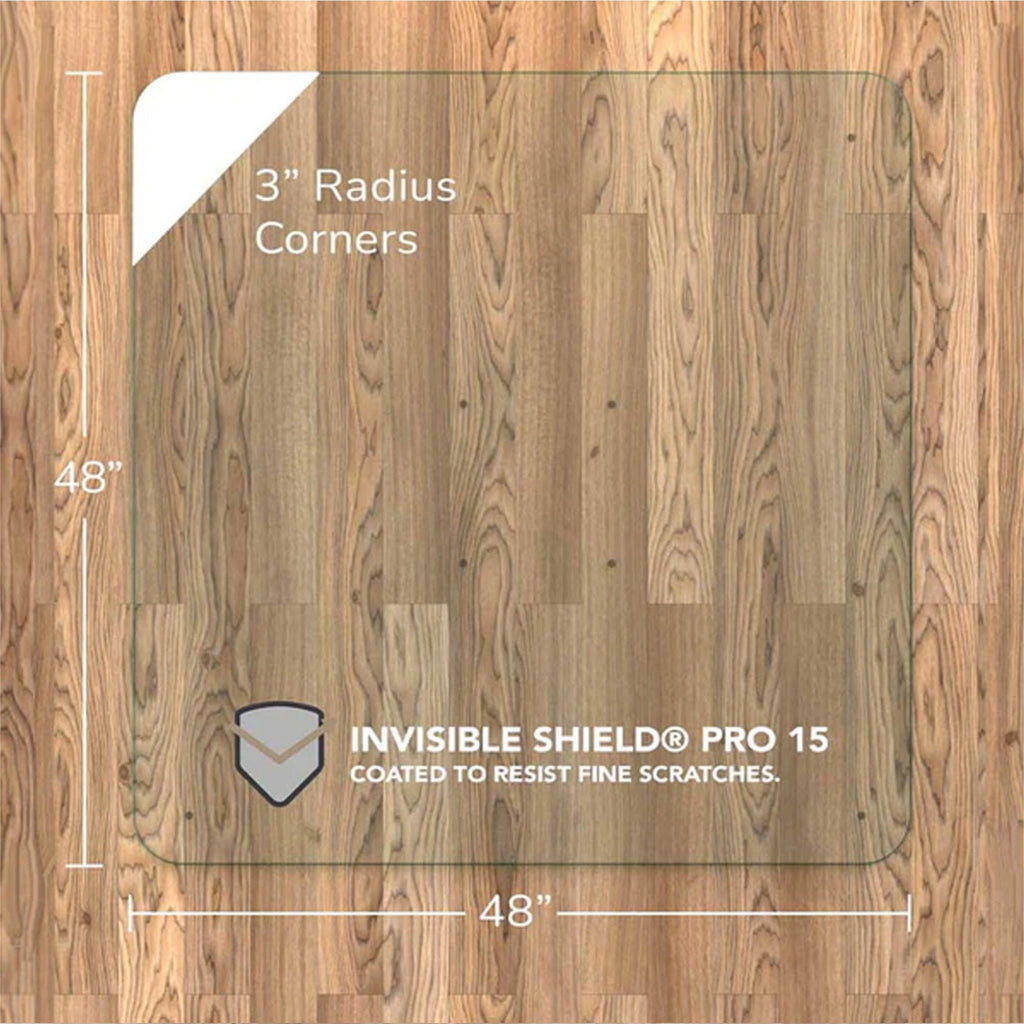 Vitrazza Glass Chair Mat 46” x 60” Superior ¼ Thick, Chiaro Standard Clear, Certified Tempered Safety Glass, Delivers a Smooth Glide, Protects Carpet or Wood, Beautiful in Home or Office.