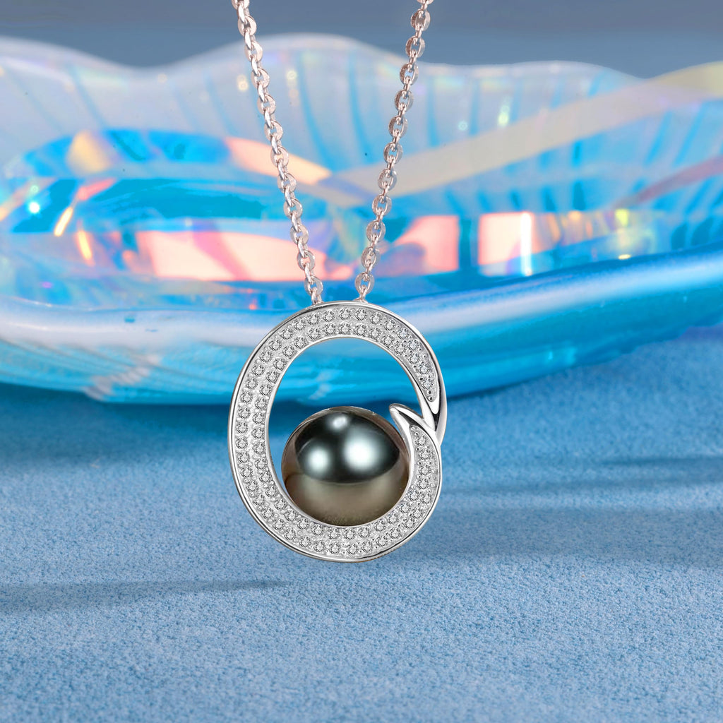 NONNYL Mothers Day Gifts For Wife Women Wedding Anniversary - Real Tahitian-Pearl-Necklace, Birthday Valentines Gifts For Wife Her Mom Christmas - Companion Necklace For Women Luxury Fine Jewelry