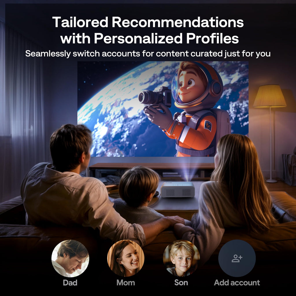 Aurzen Roku TV D1R Smart Portable Outdoor Projector with WiFi and Bluetooth