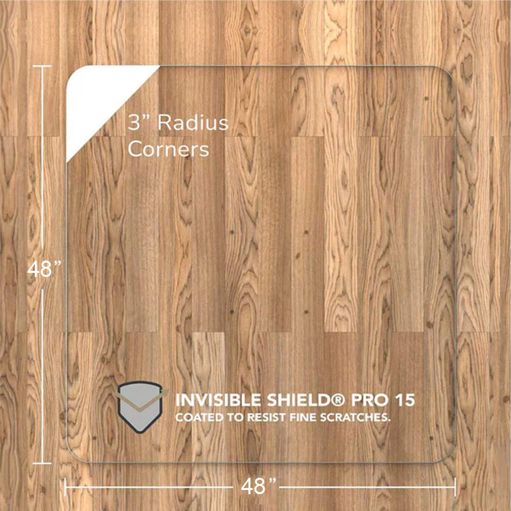 Vitrazza Glass Chair Mat 46” x 60” Superior ¼ Thick, Chiaro Standard Clear, Certified Tempered Safety Glass, Delivers a Smooth Glide, Protects Carpet or Wood, Beautiful in Home or Office.