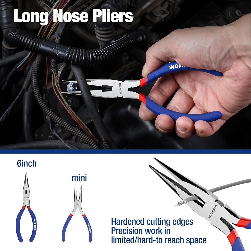 WORKPRO 7-Piece Pliers Set, Pliers Tool Set with Comfort Grip, Blue