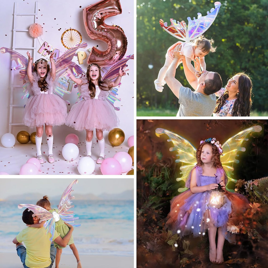 maysida Electric Fairy Wings for Girls, Light Up Moving Butterfly Wings with LED Lights and Music, Toy for Kids as Halloween Valentine Birthday Christmas Party Costume Princess Cosplay Dress Up Gift