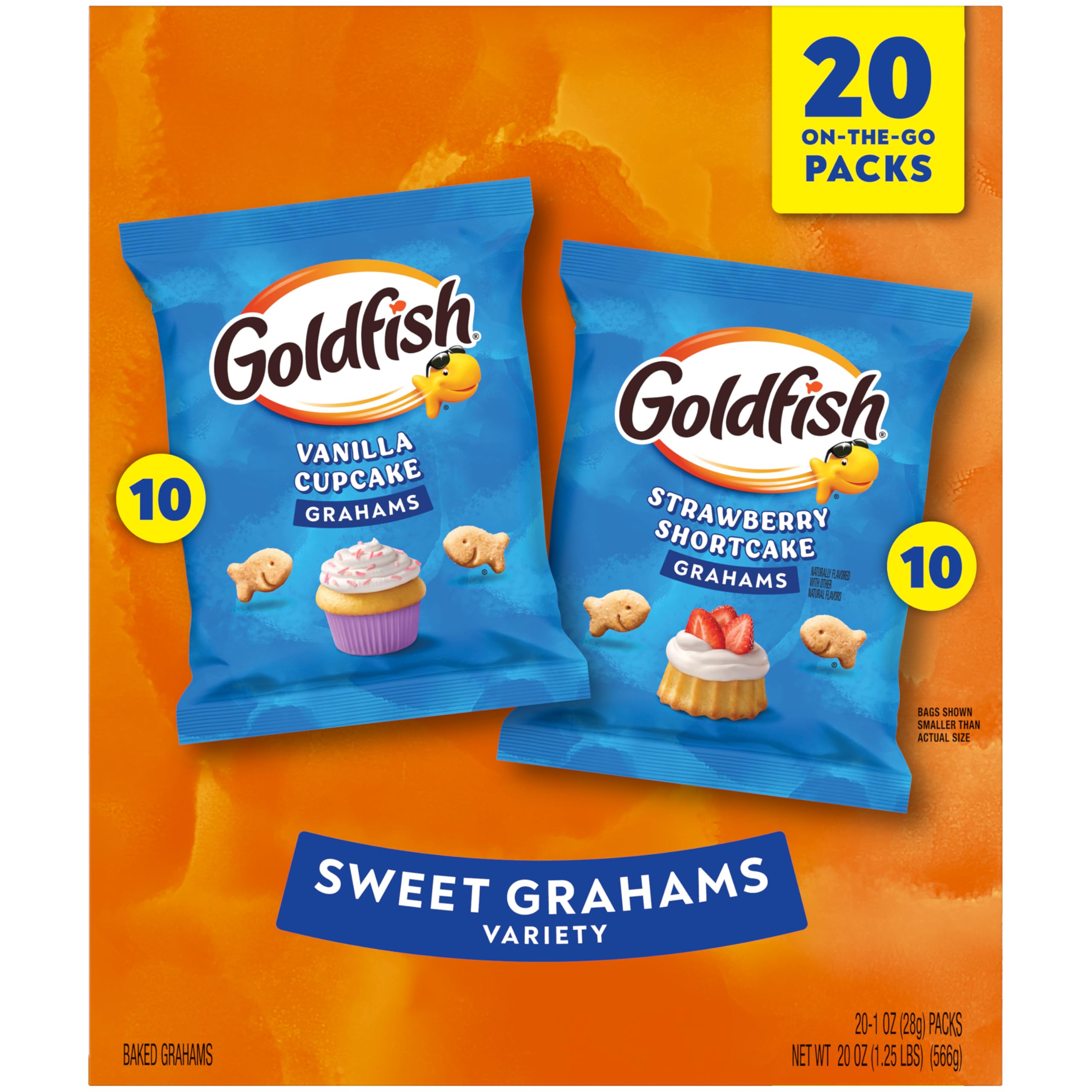 Goldfish Crackers Big Smiles Variety Pack with Cheddar, Colors, and Pretzels, Snack Packs, 30 Ct